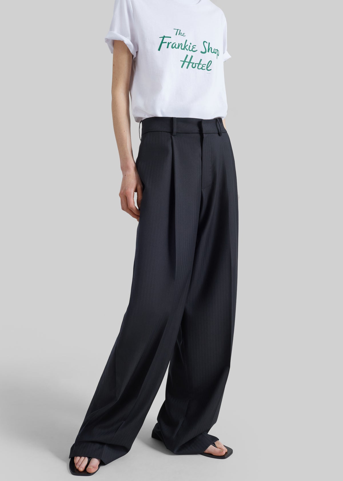 Milena Chevron Tailored Trousers - Black