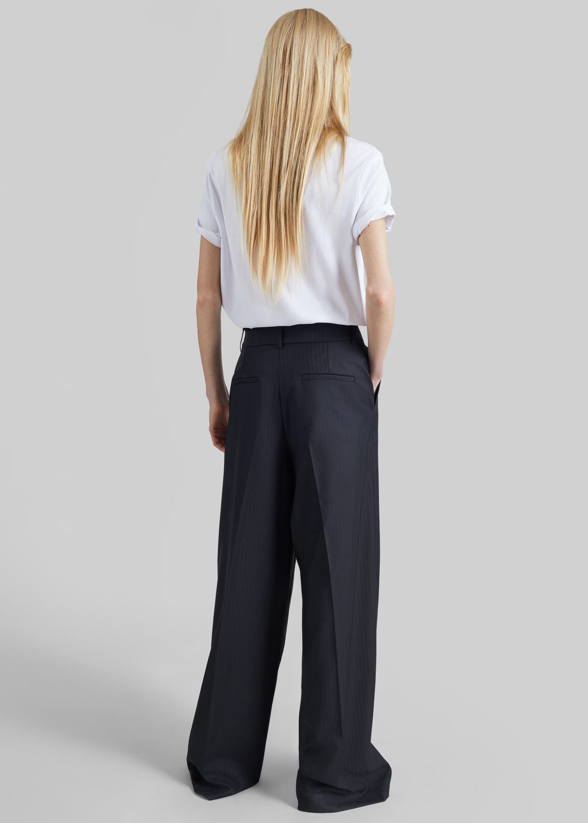 Milena Chevron Tailored Trousers - Black