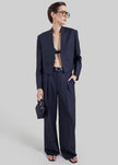 Milena Chevron Tailored Trousers - Dark Navy