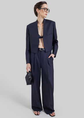 Milena Chevron Tailored Trousers - Dark Navy