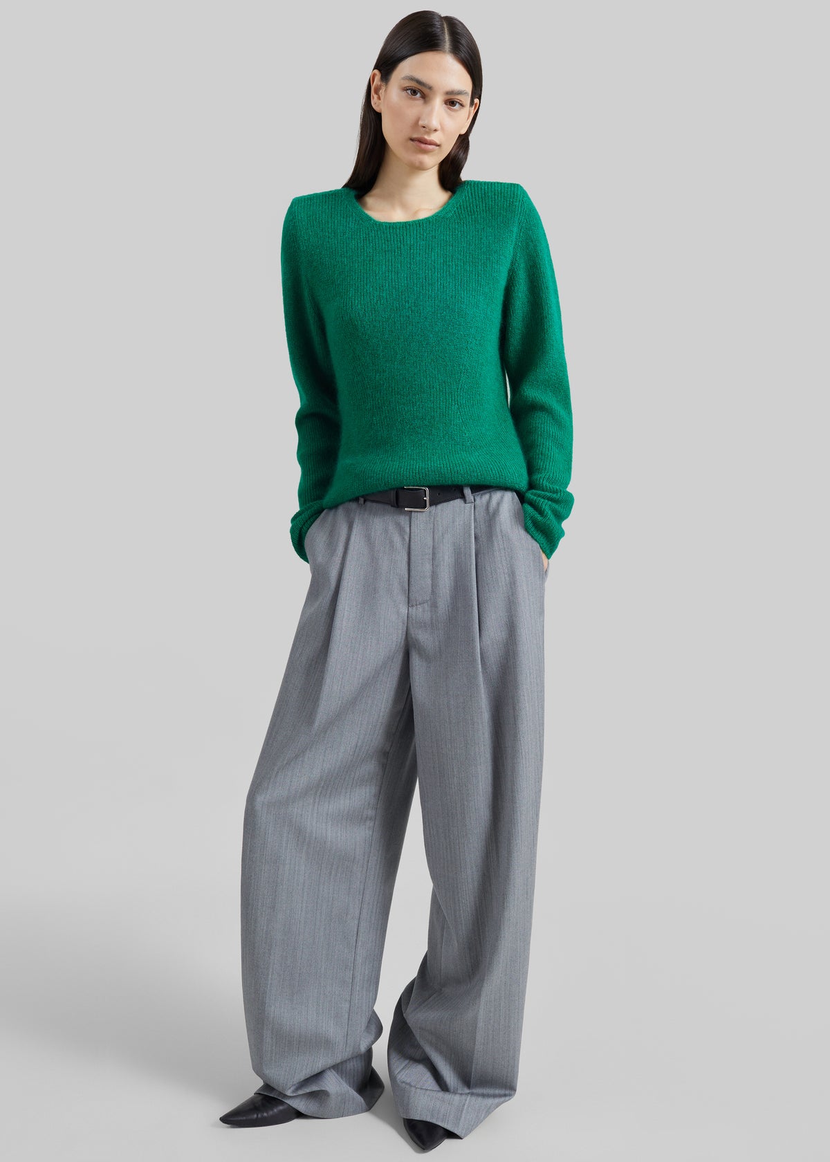 Milena Chevron Tailored Trousers - Grey