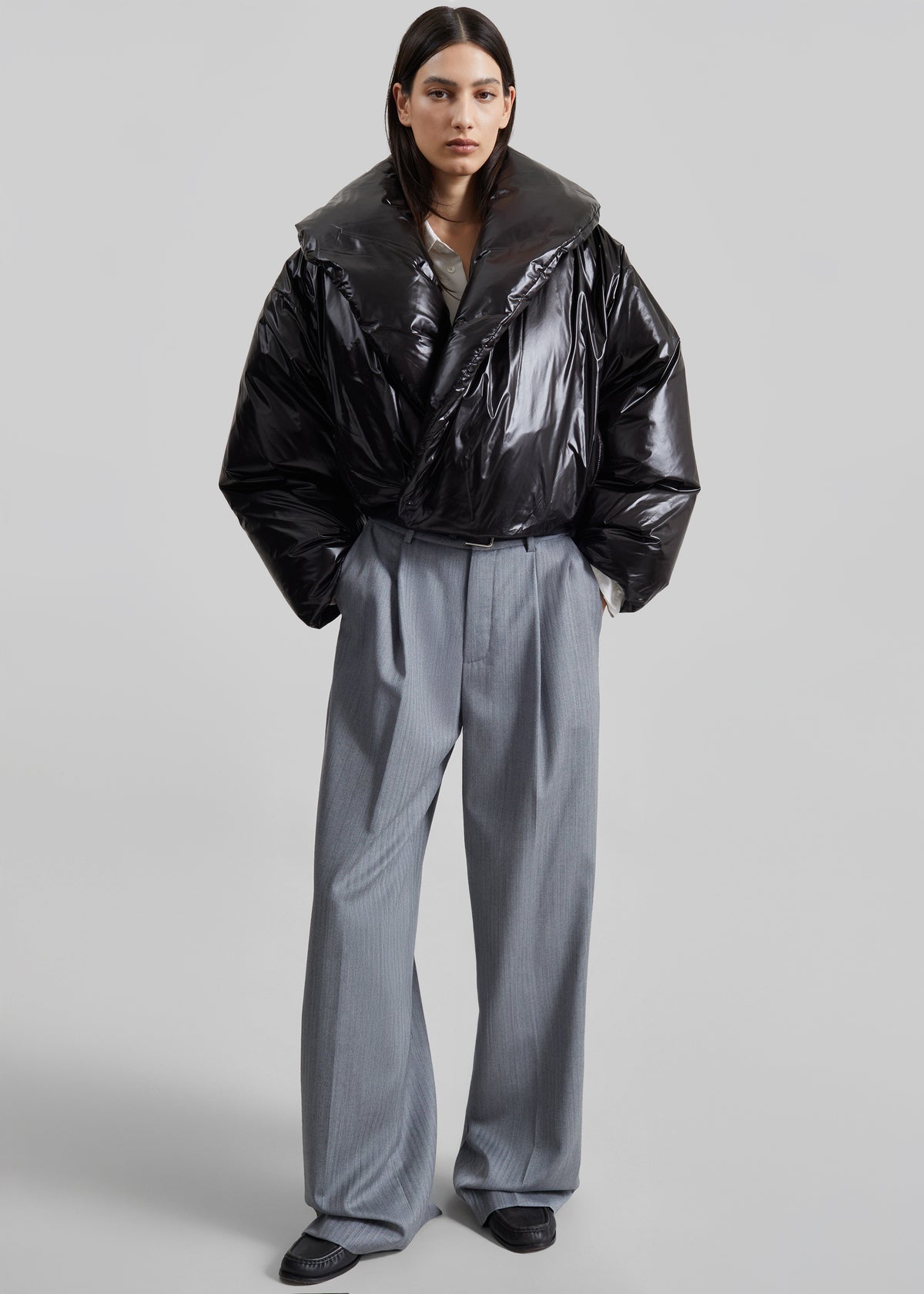 Shop the look image for Milena Chevron Tailored Trousers - Grey