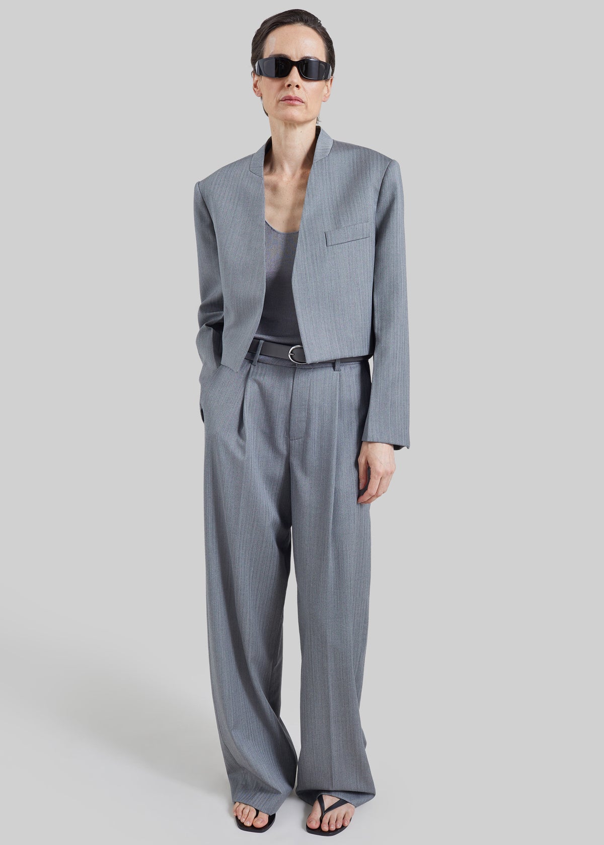 Shop the look image for Milena Chevron Tailored Trousers - Grey