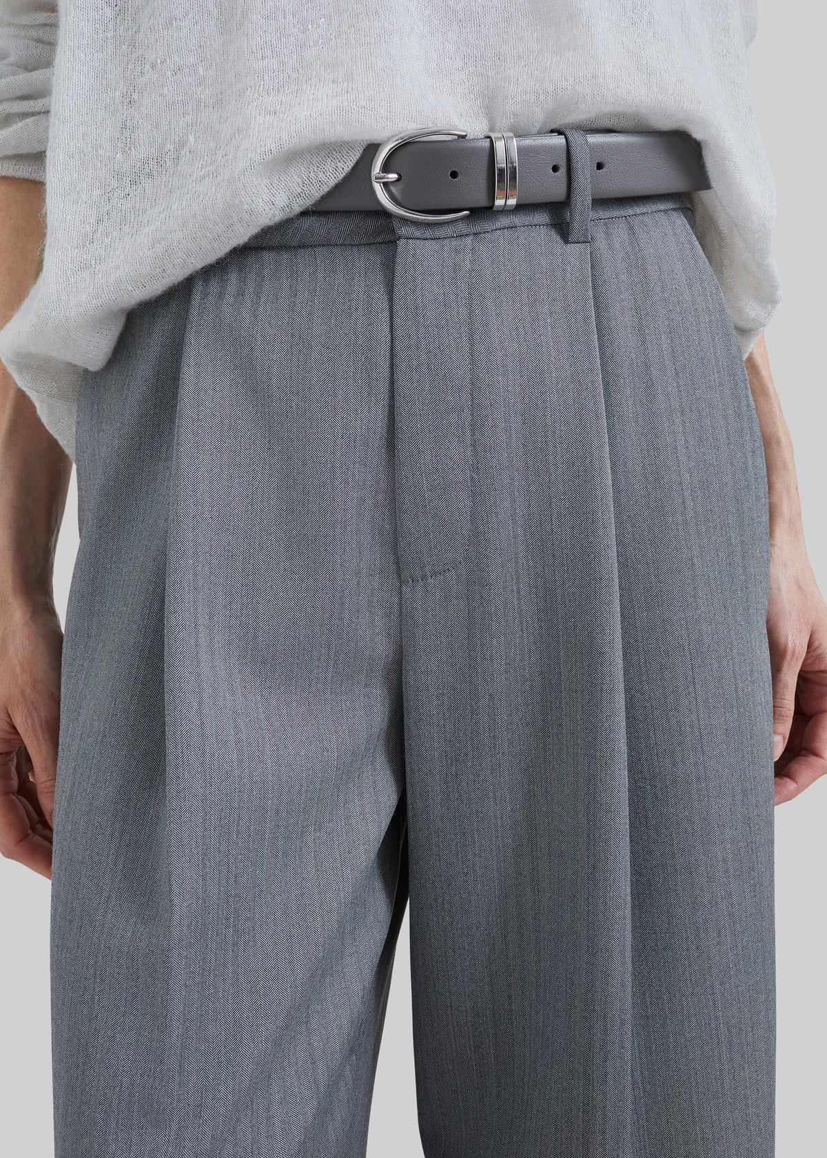 Milena Chevron Tailored Trousers - Grey