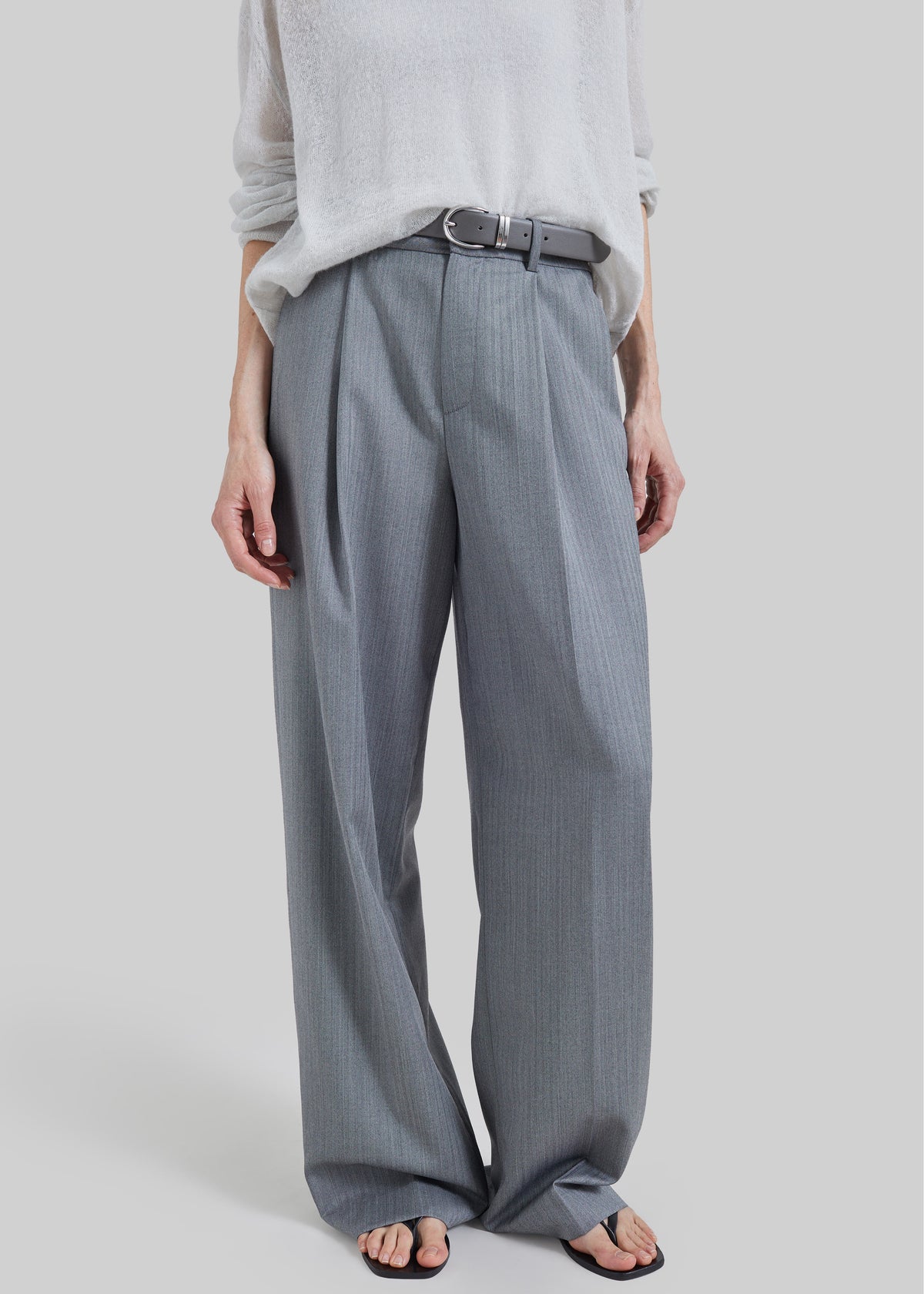 Milena Chevron Tailored Trousers - Grey