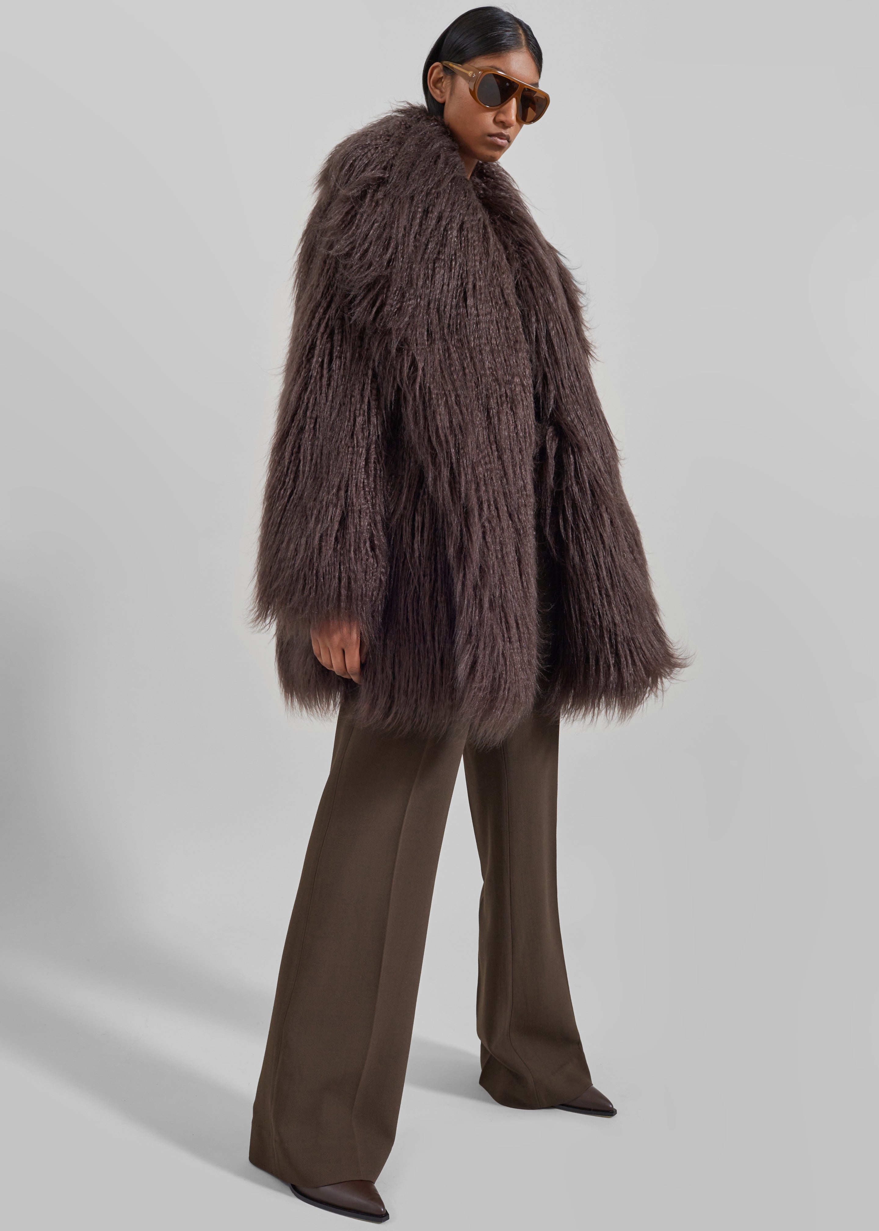 Miley Faux Fur Jacket - Brown - 8