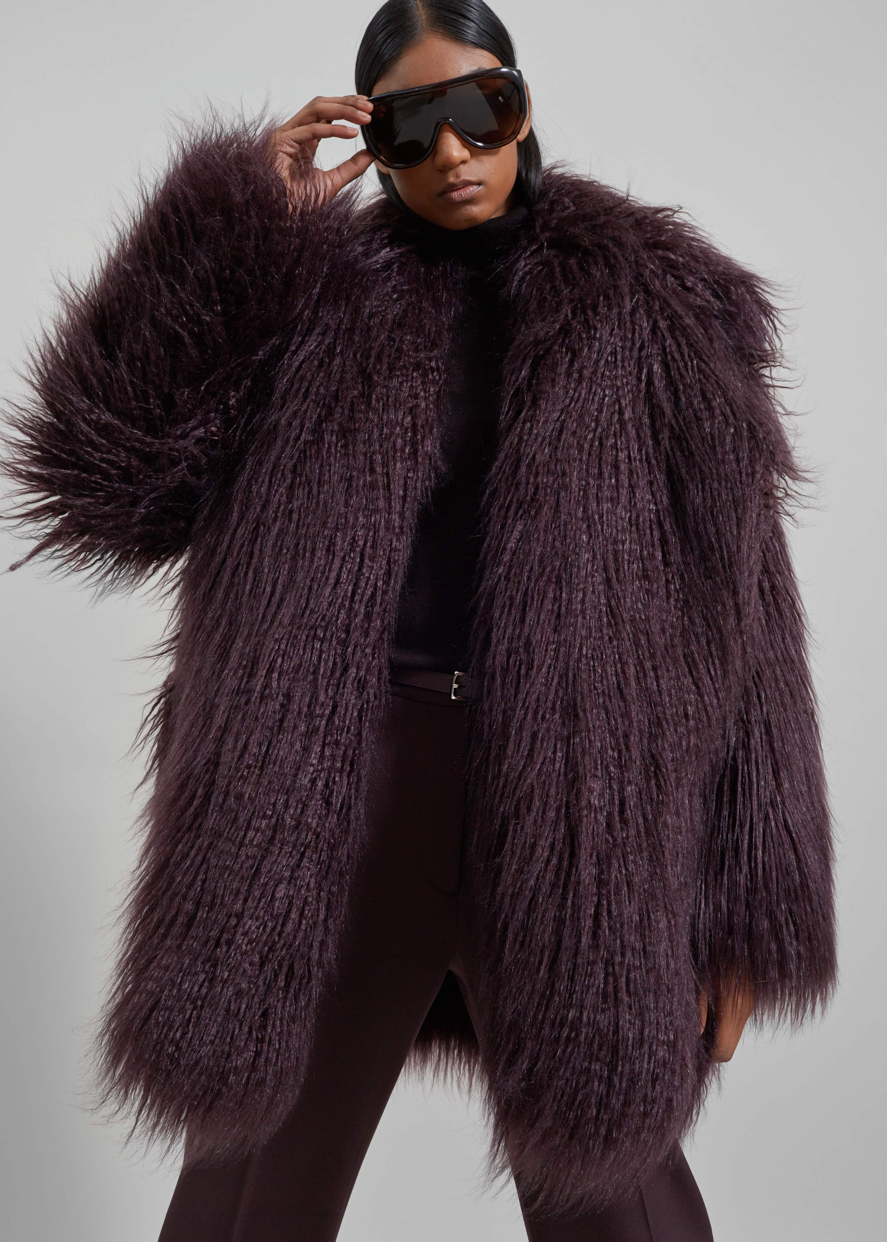 Miley Faux Fur Jacket - Dark Plum – The Frankie Shop