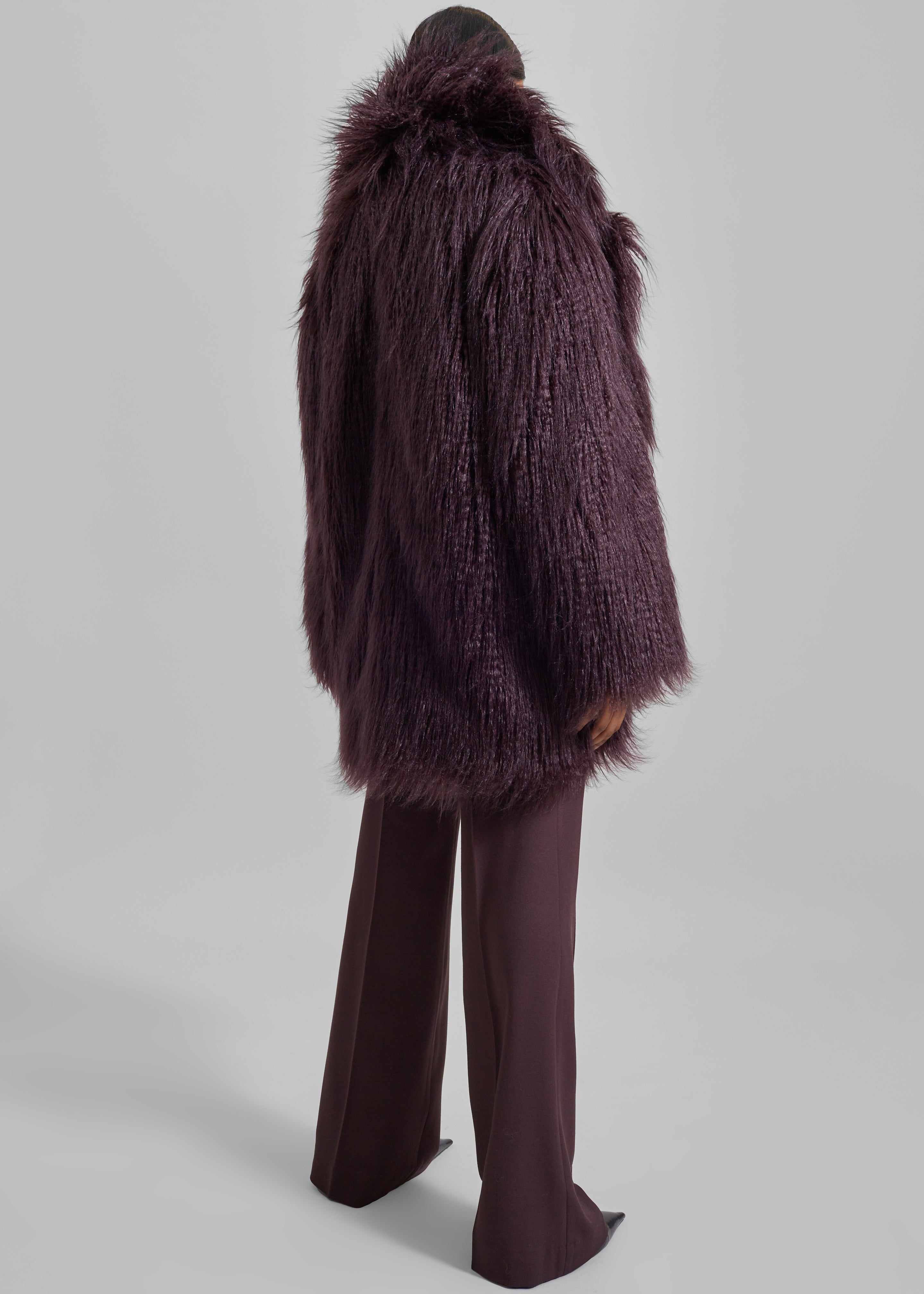 Miley Faux Fur Jacket - Dark Plum - 10