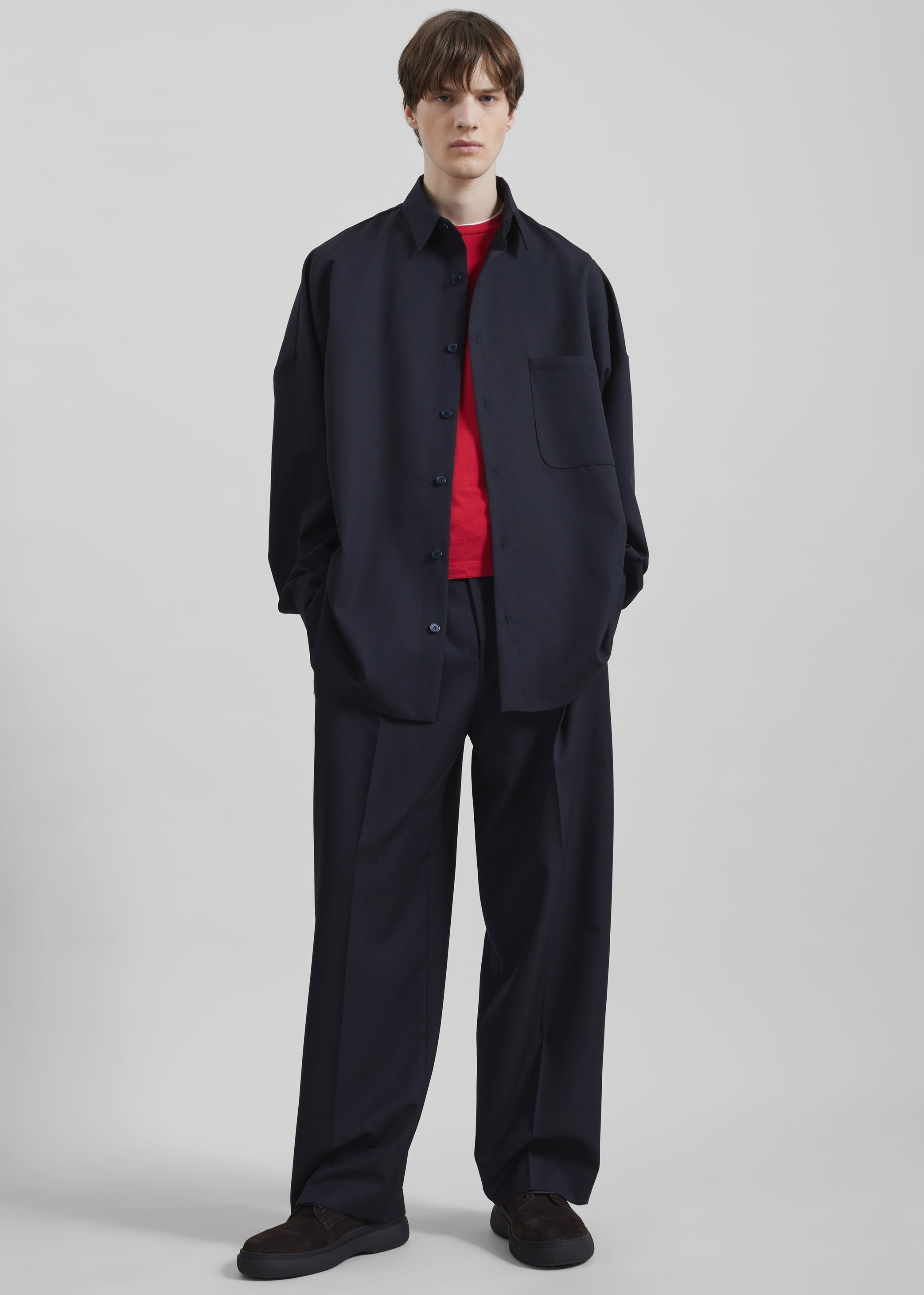 Shop the look image for Milton Wool-Blend Shirt - Dark Navy