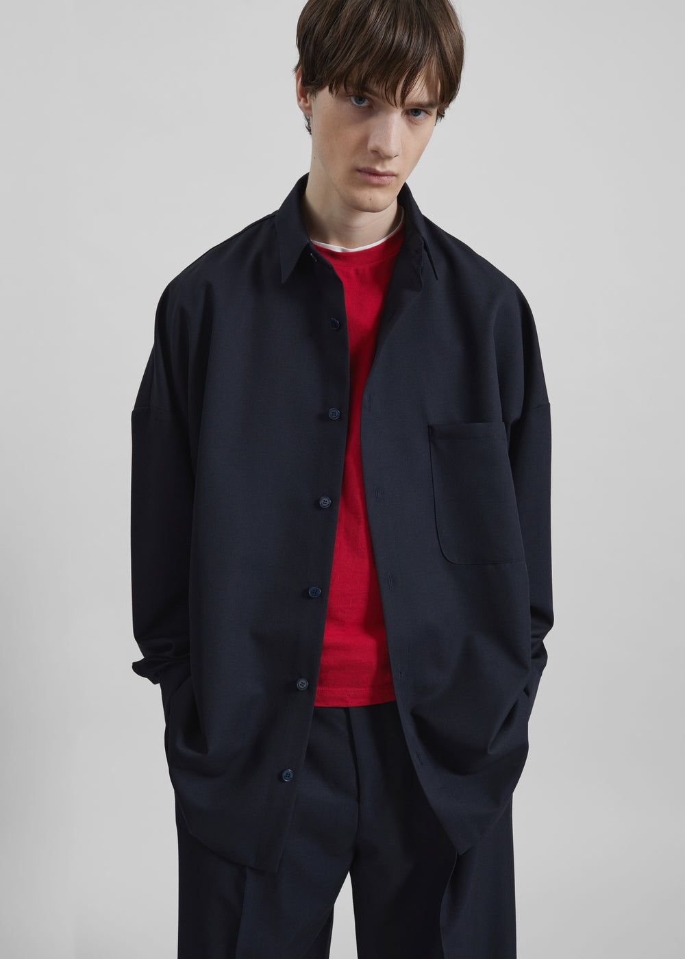 Milton Wool-Blend Shirt - Dark Navy