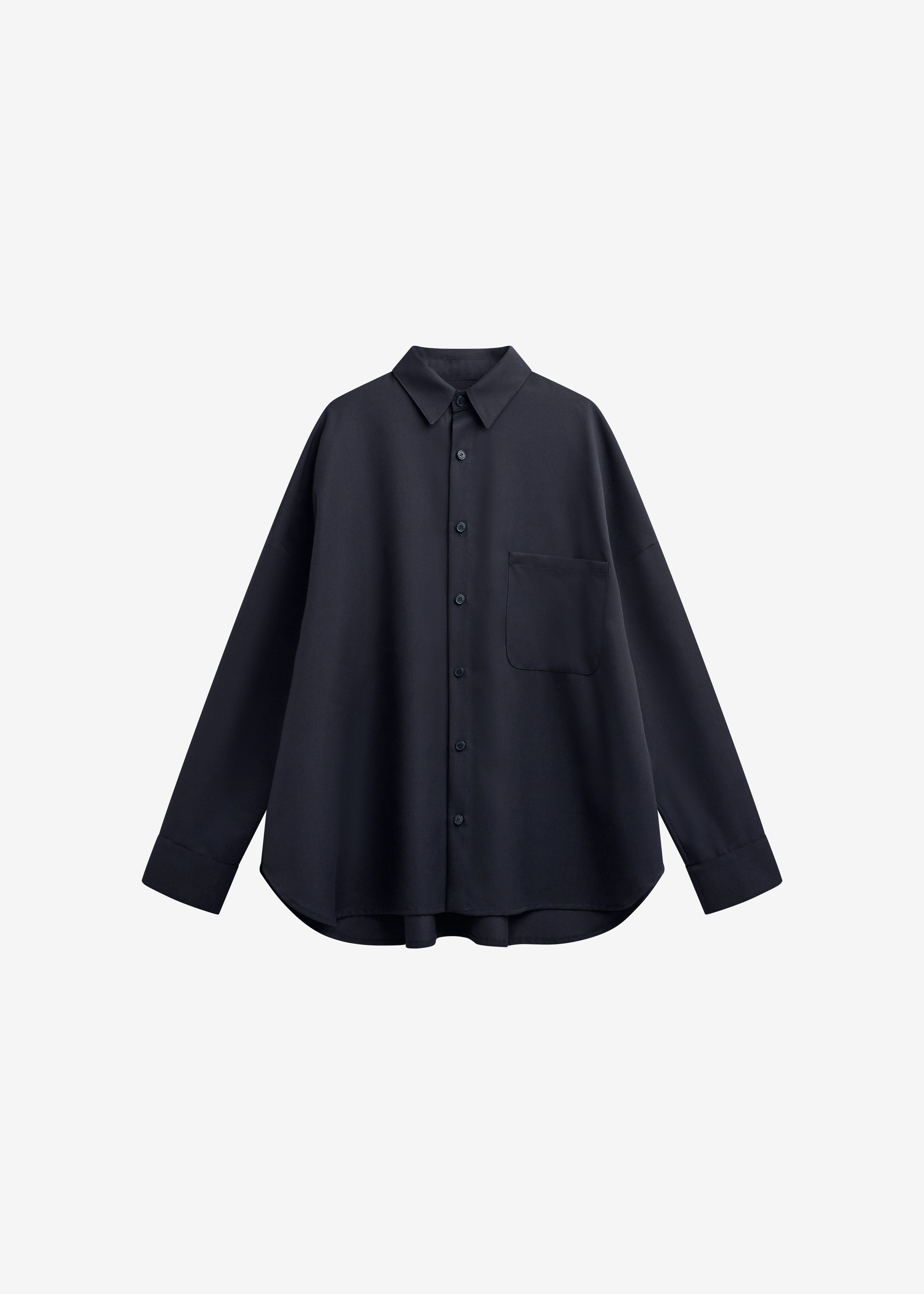Milton Wool-Blend Shirt - Dark Navy - 7