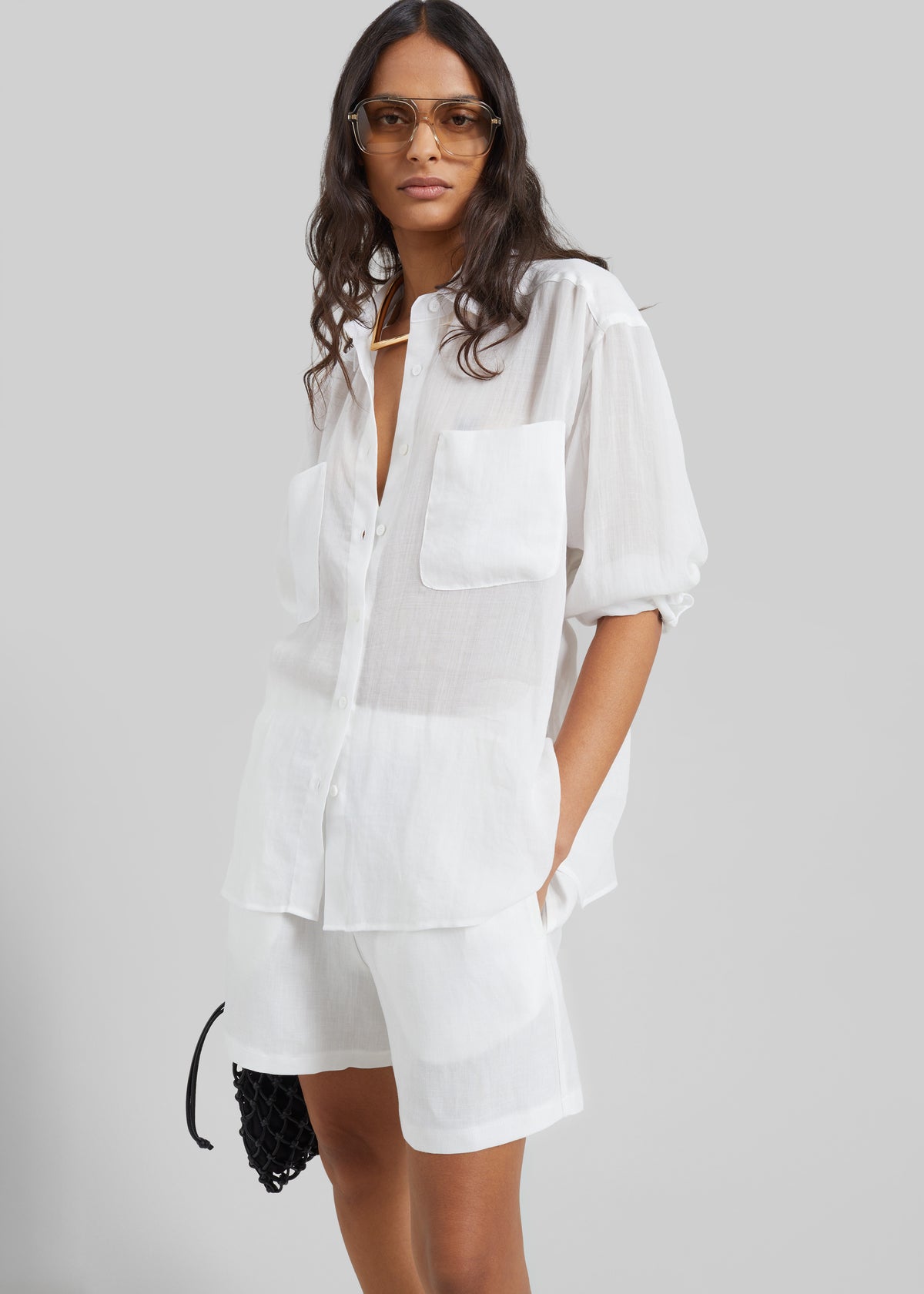 Mineo Linen Shorts - White - 5