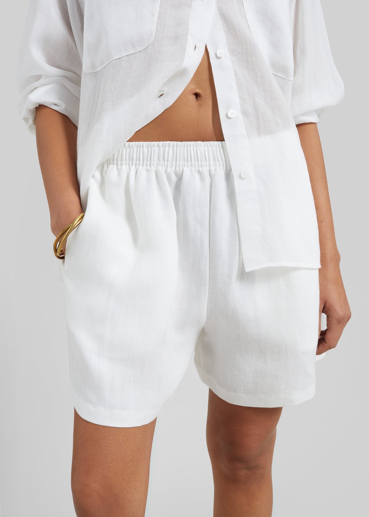 Mineo Linen Shorts - White - 3