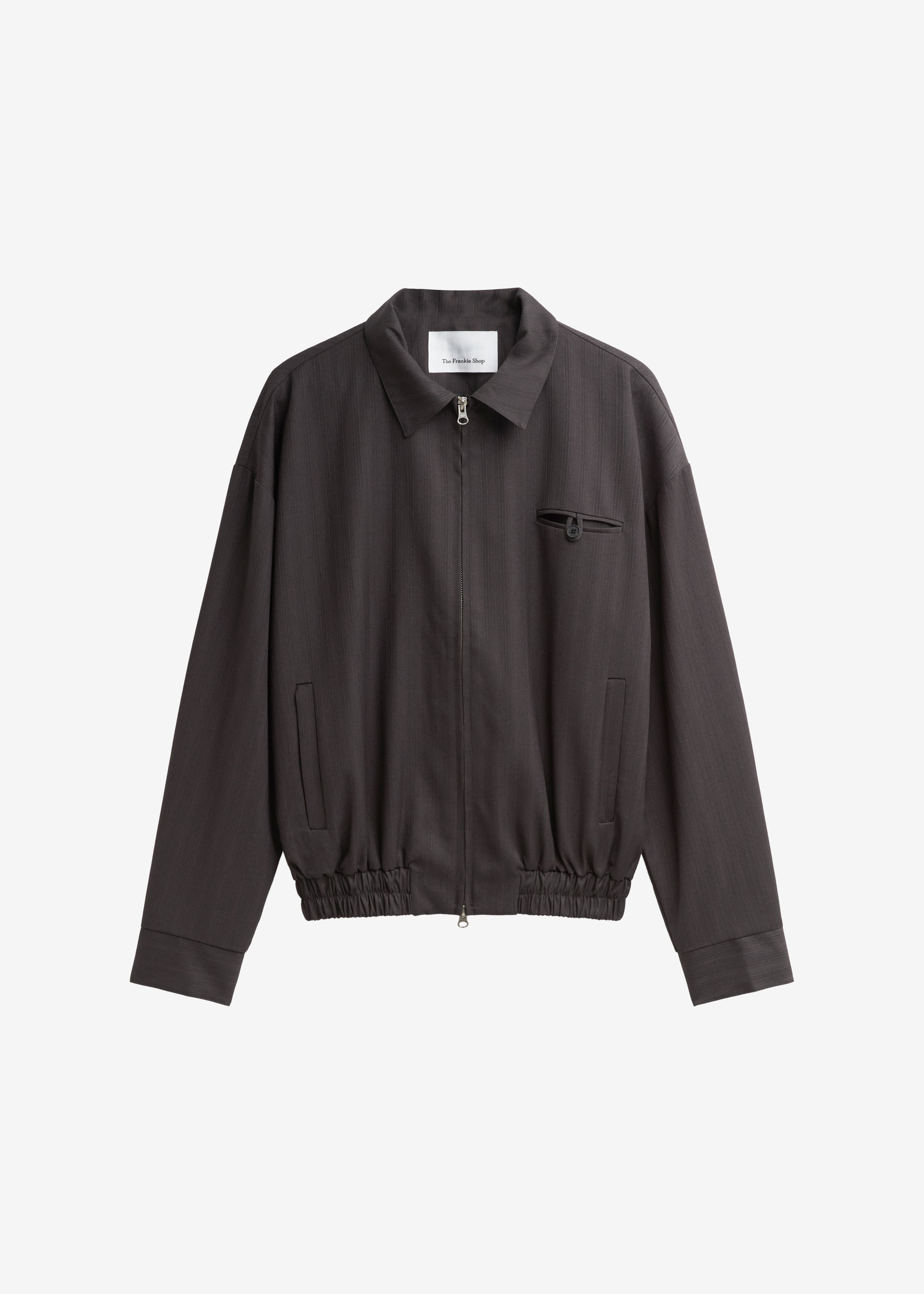 Minori Blouson Jacket - Charcoal/White Pinstripe - 12