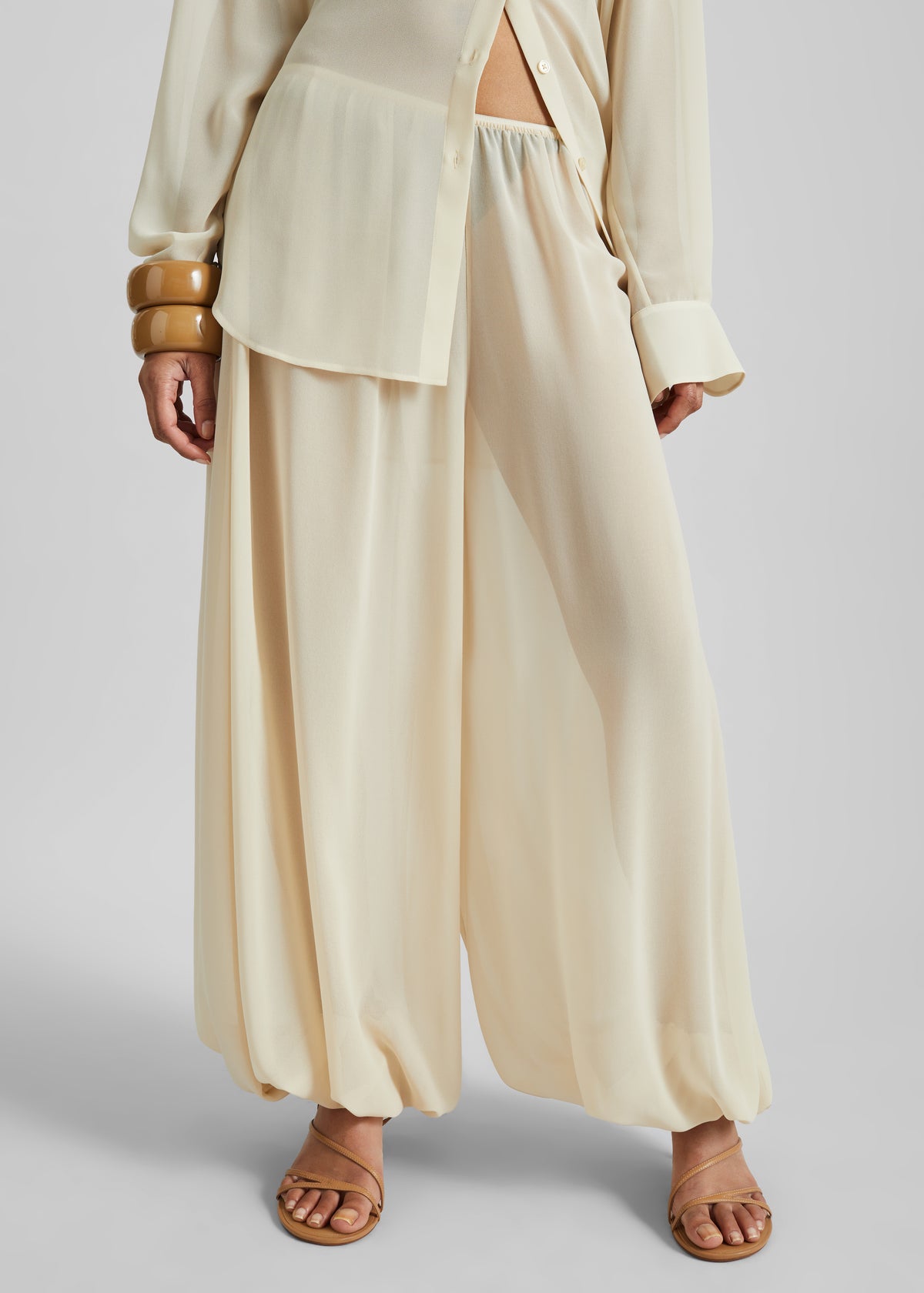 Mio Sheer Balloon Pants - Beige - 2