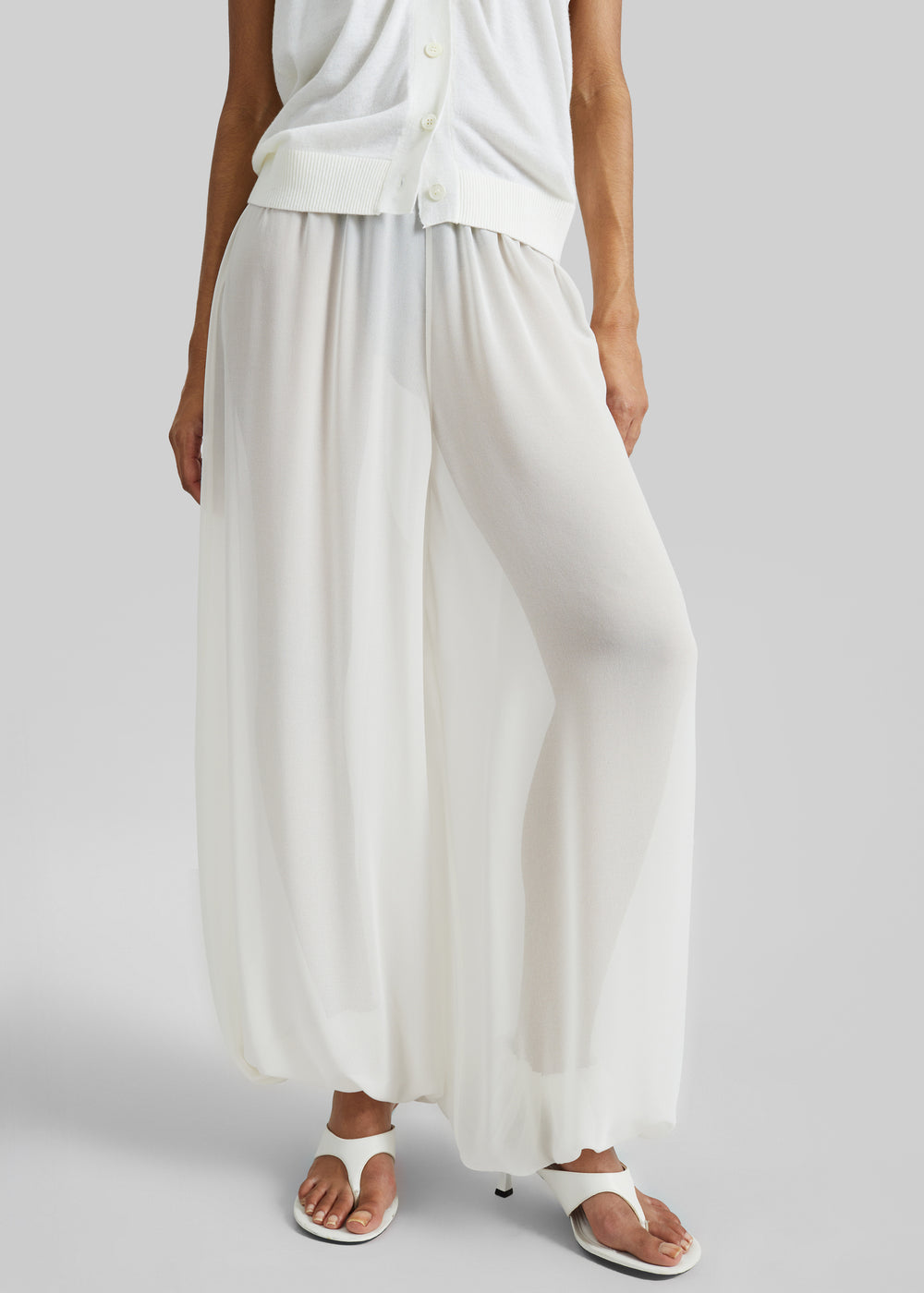 Mio Sheer Balloon Pants - White - 1