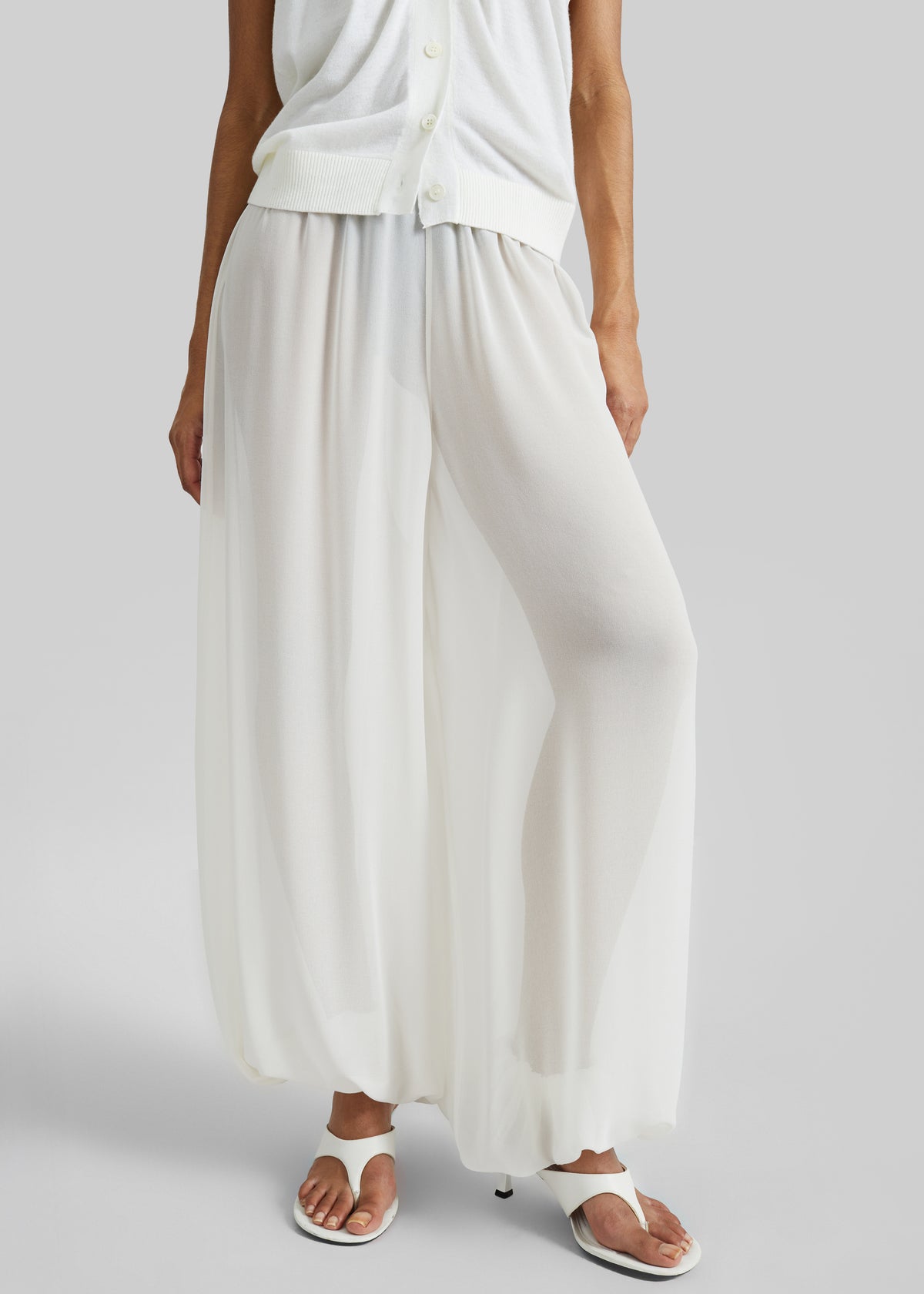 Mio Sheer Balloon Pants - White - 2