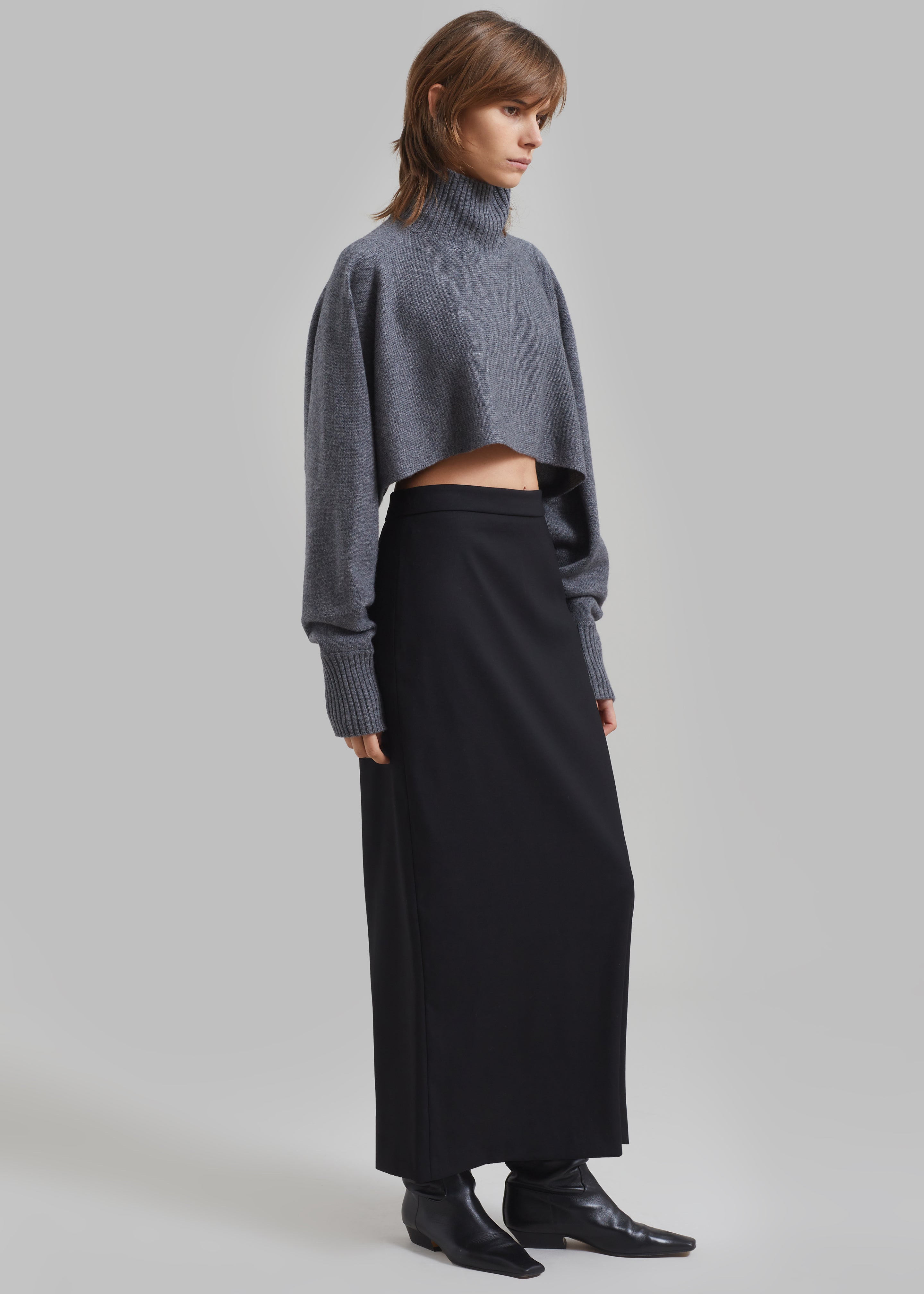 Miranda Long Pencil Skirt - Black - 1