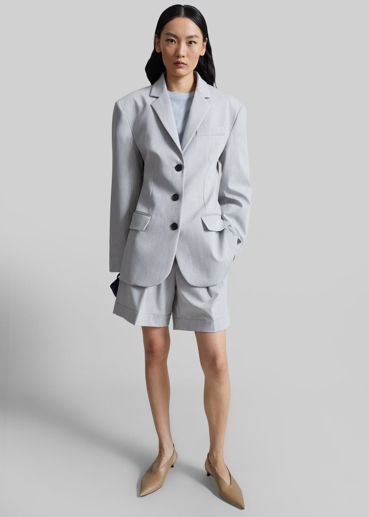 Mirbel Cinched Blazer - Light Grey - 2