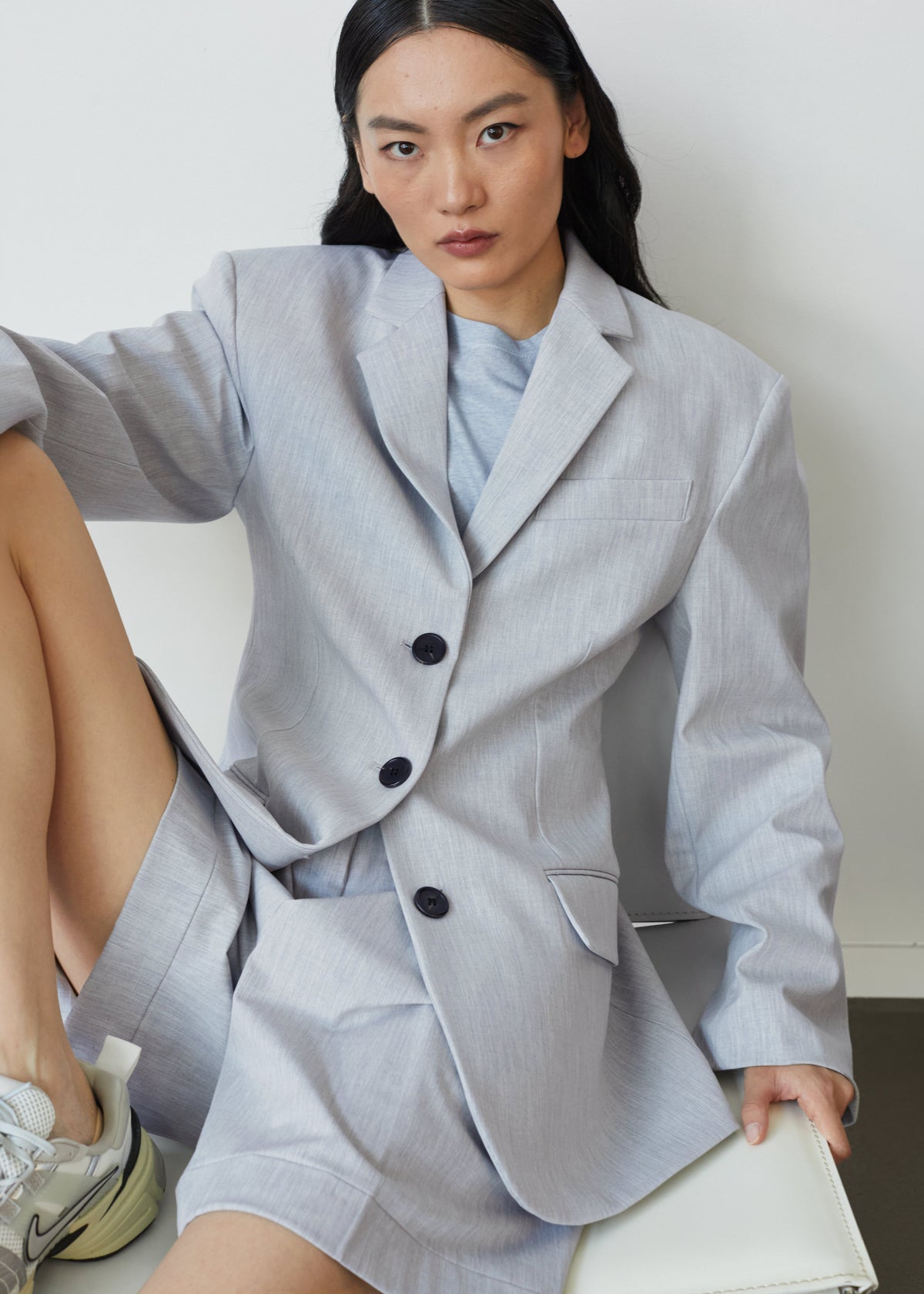 Mirbel Cinched Blazer - Light Grey - 1
