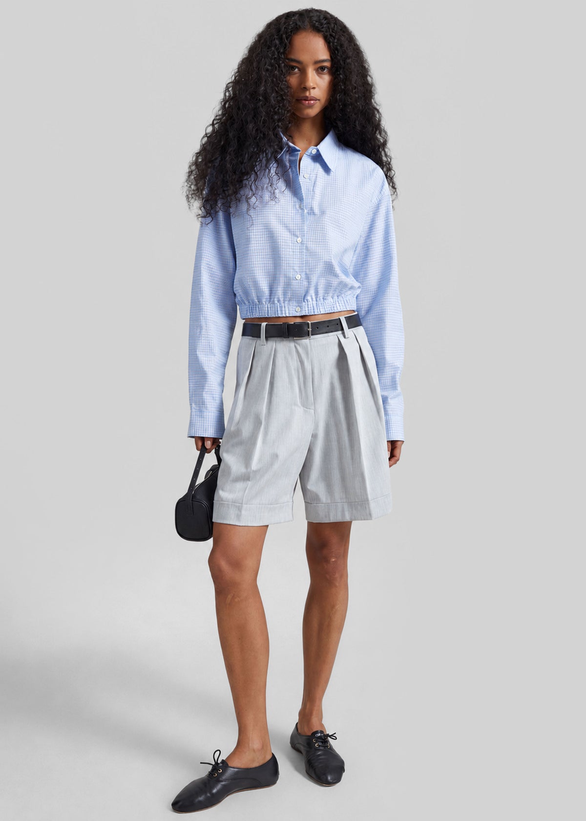 Mirbel Pleated Shorts - Light Grey - 5