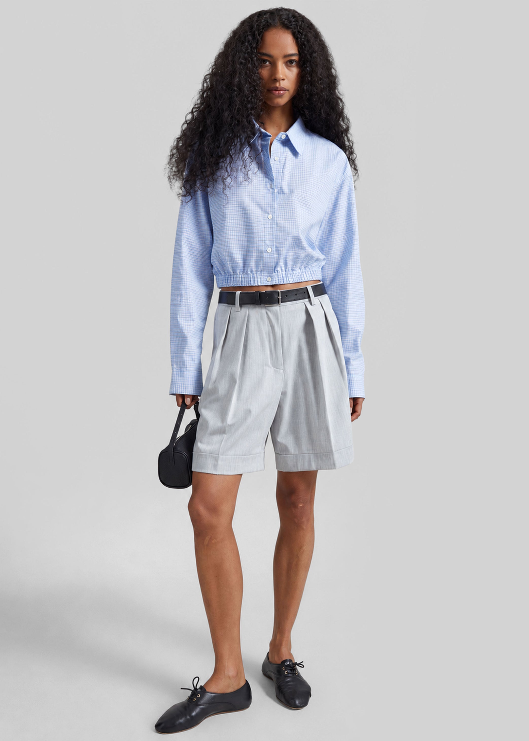 Shop the look image for Mirbel Pleated Shorts - Light Grey