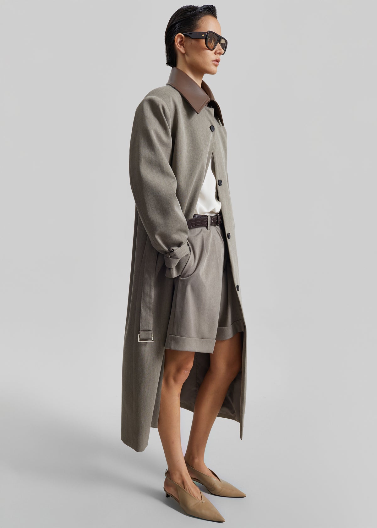 Mirbel Pleated Shorts - Taupe - 8