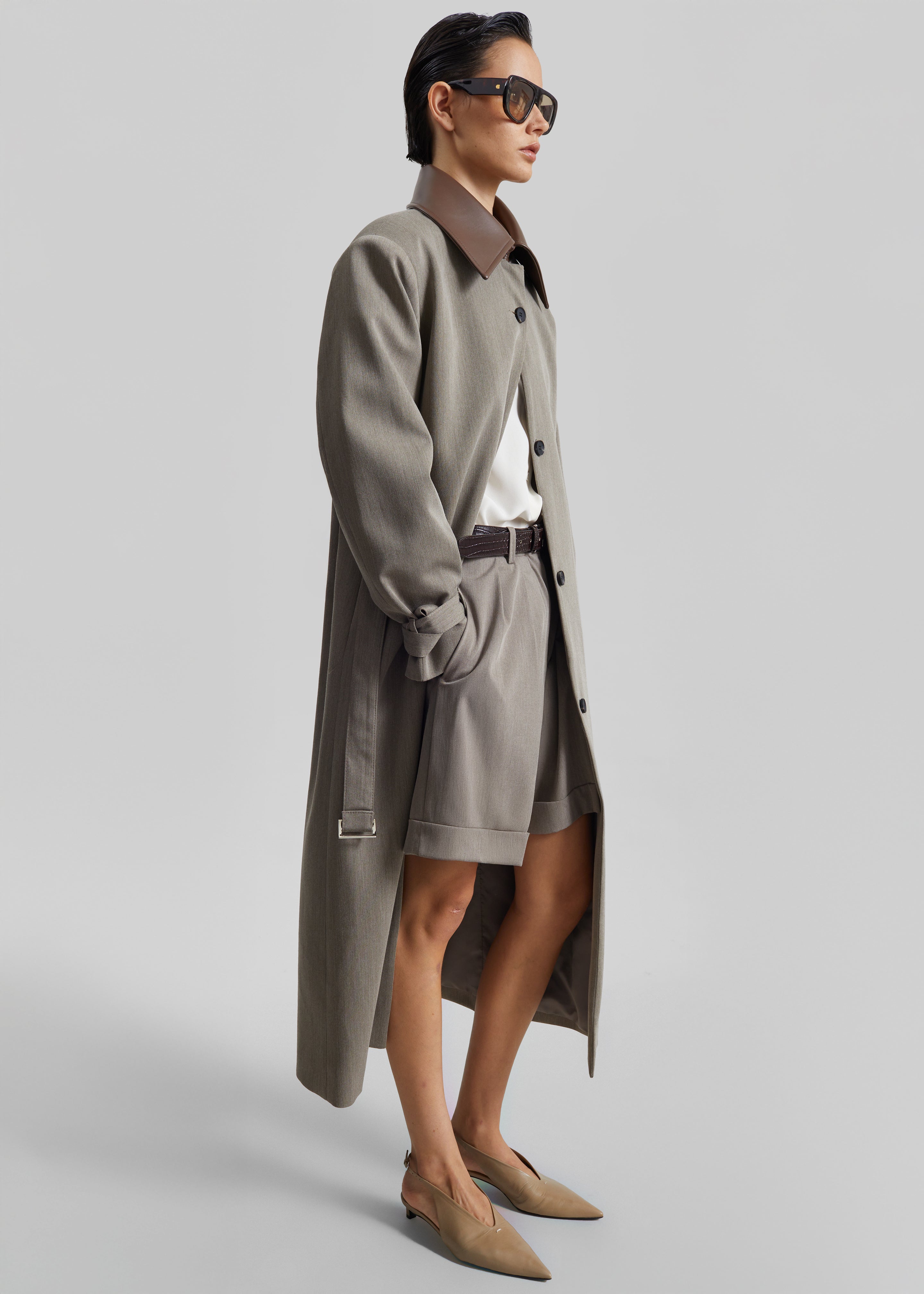 Mirbel Pleated Shorts - Taupe - 8