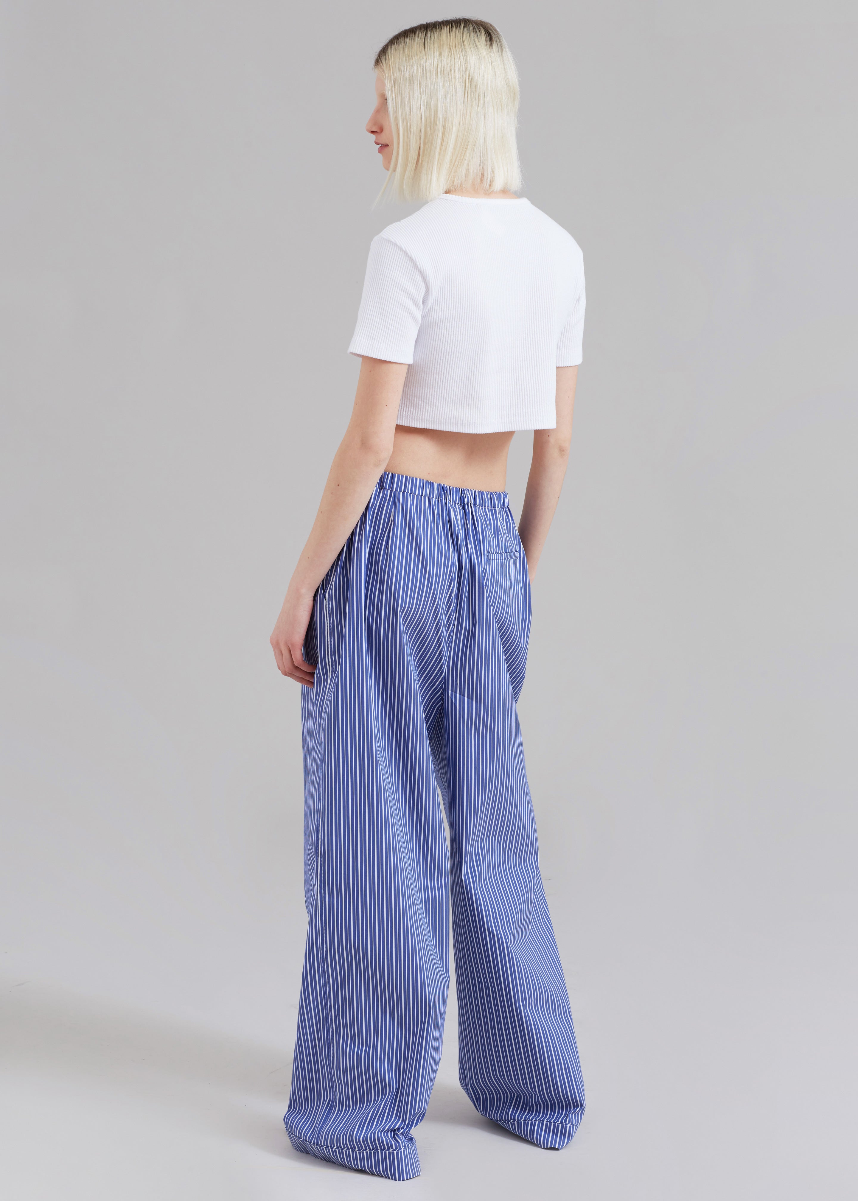 Tahari White Blue Stripe Linen Pants Trousers Straight Leg High Rise Size  Large | eBay
