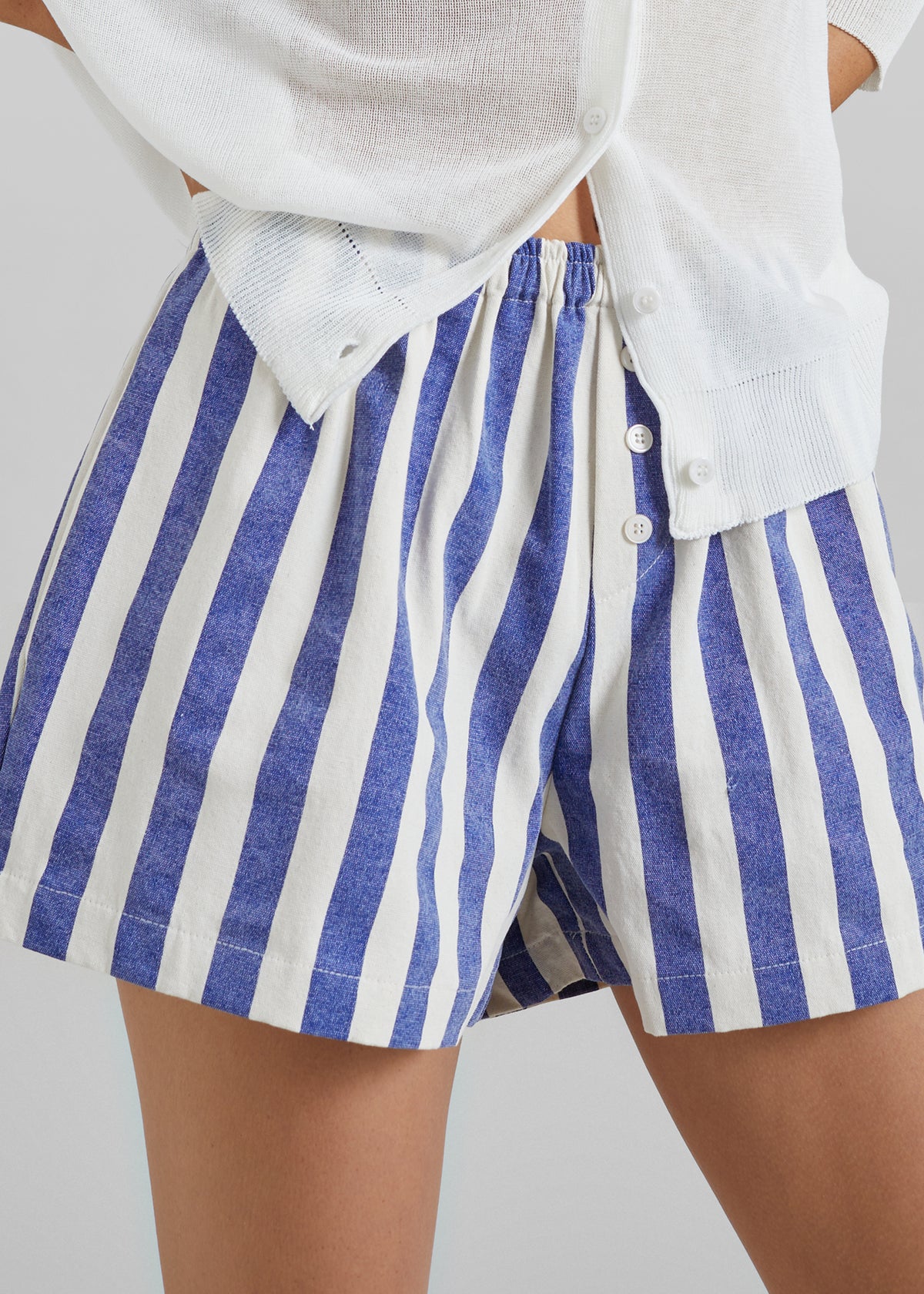 Mireval Cotton Boxer Shorts - Blue/White Stripe - 2