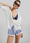 Mireval Cotton Boxer Shorts - Blue/White Stripe
