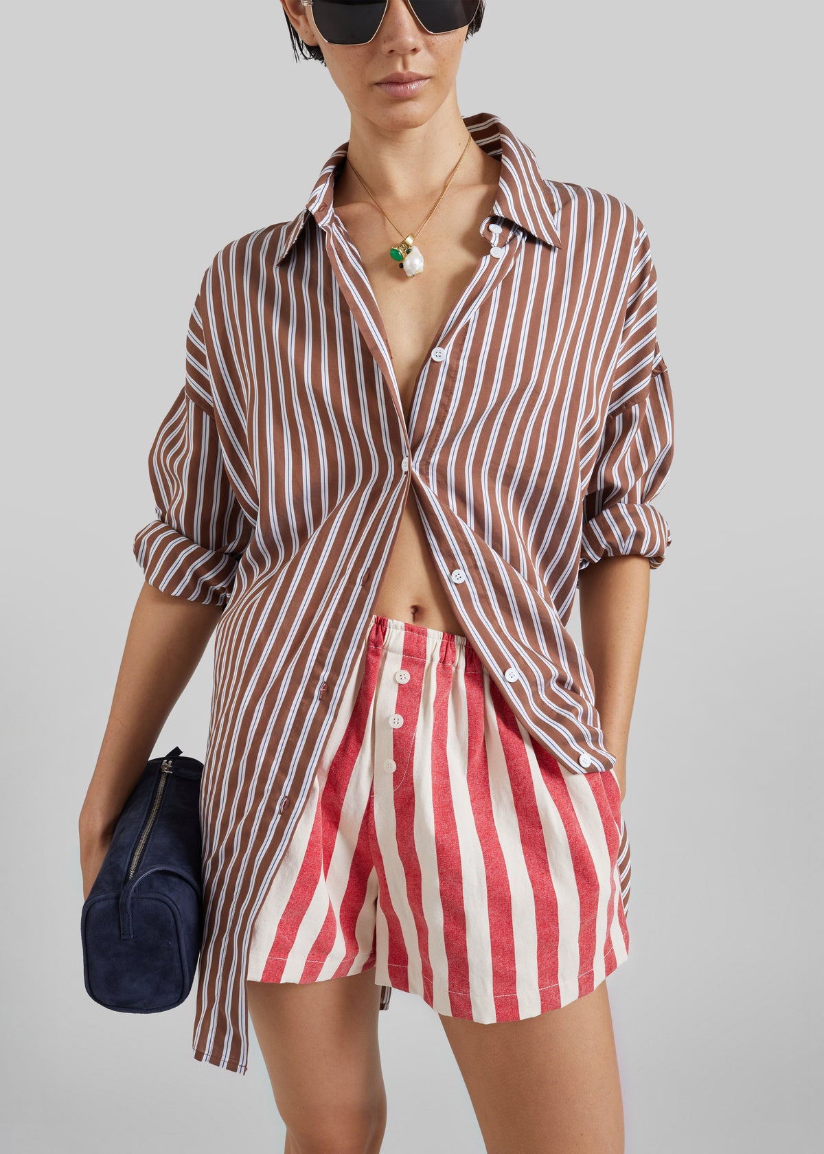 Mireval Cotton Boxer Shorts - Red/White Stripe - 3