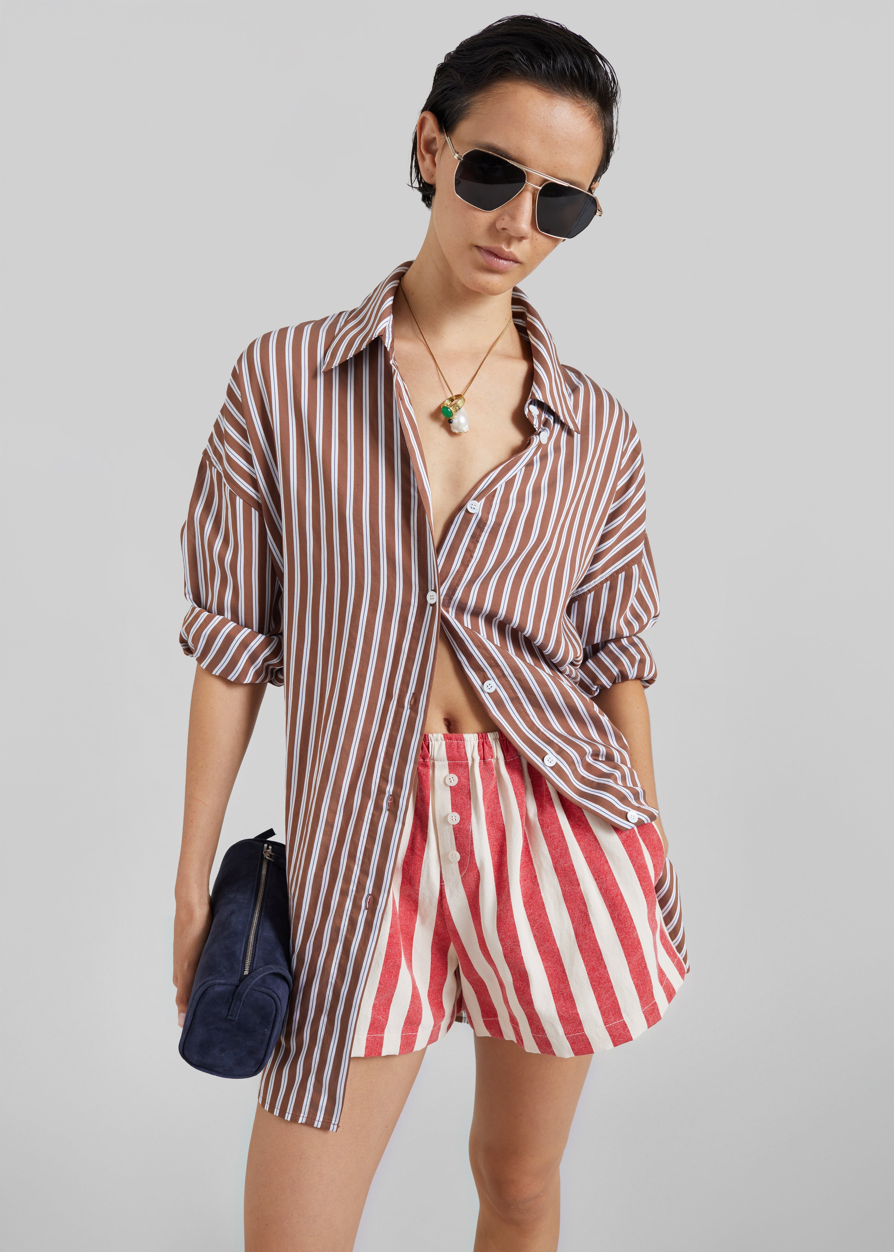 Mireval Cotton Boxer Shorts - Red/White Stripe - 4