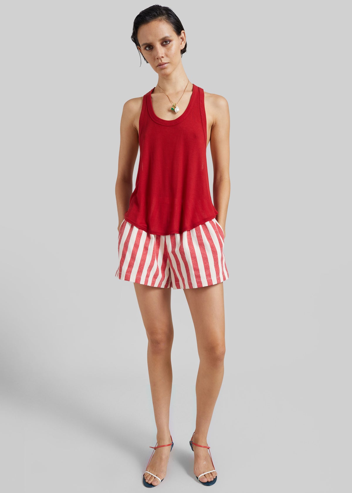 Mireval Cotton Boxer Shorts - Red/White Stripe - 7