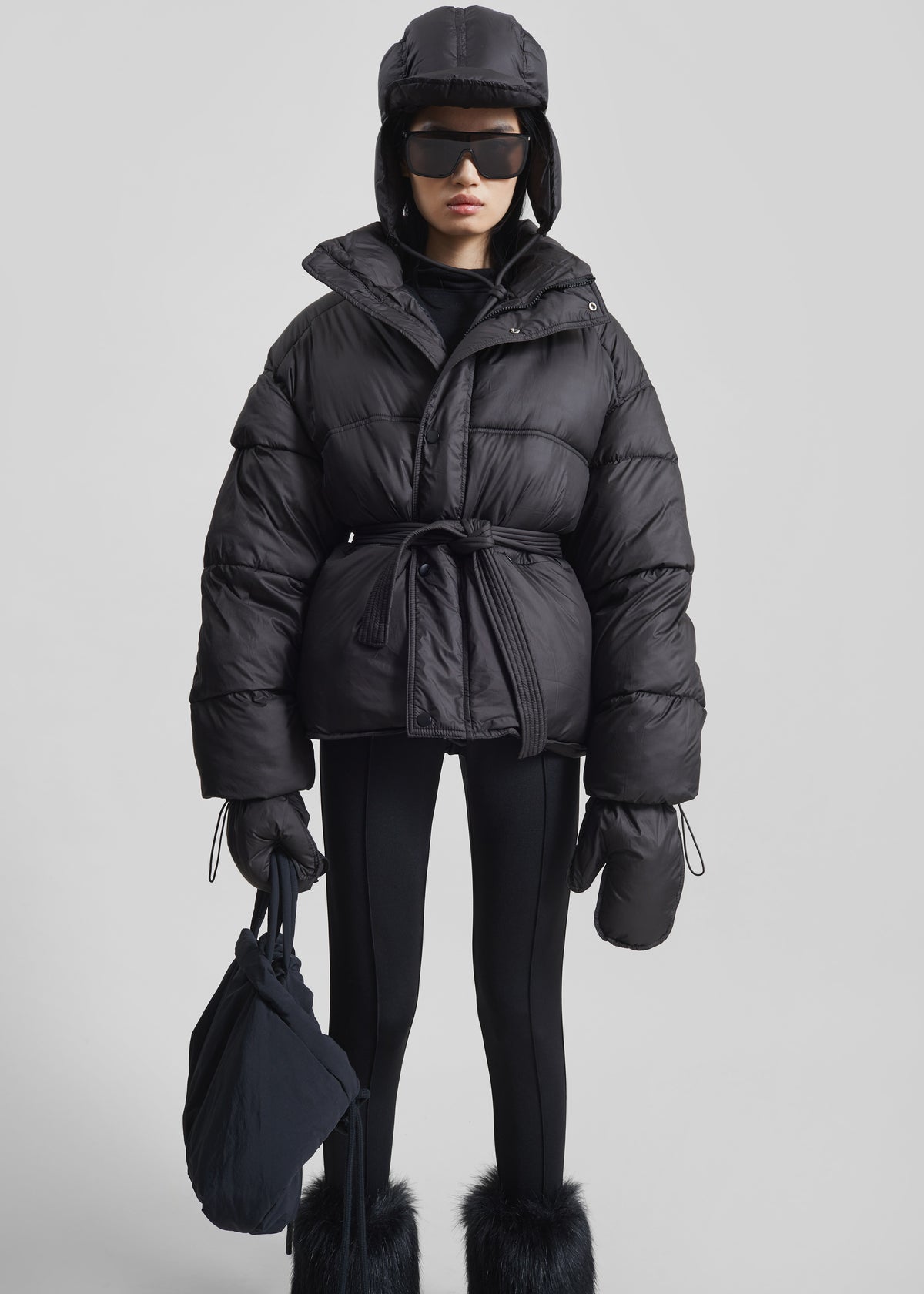 Moena Puffer Jacket & Accessories Set - Black - 4