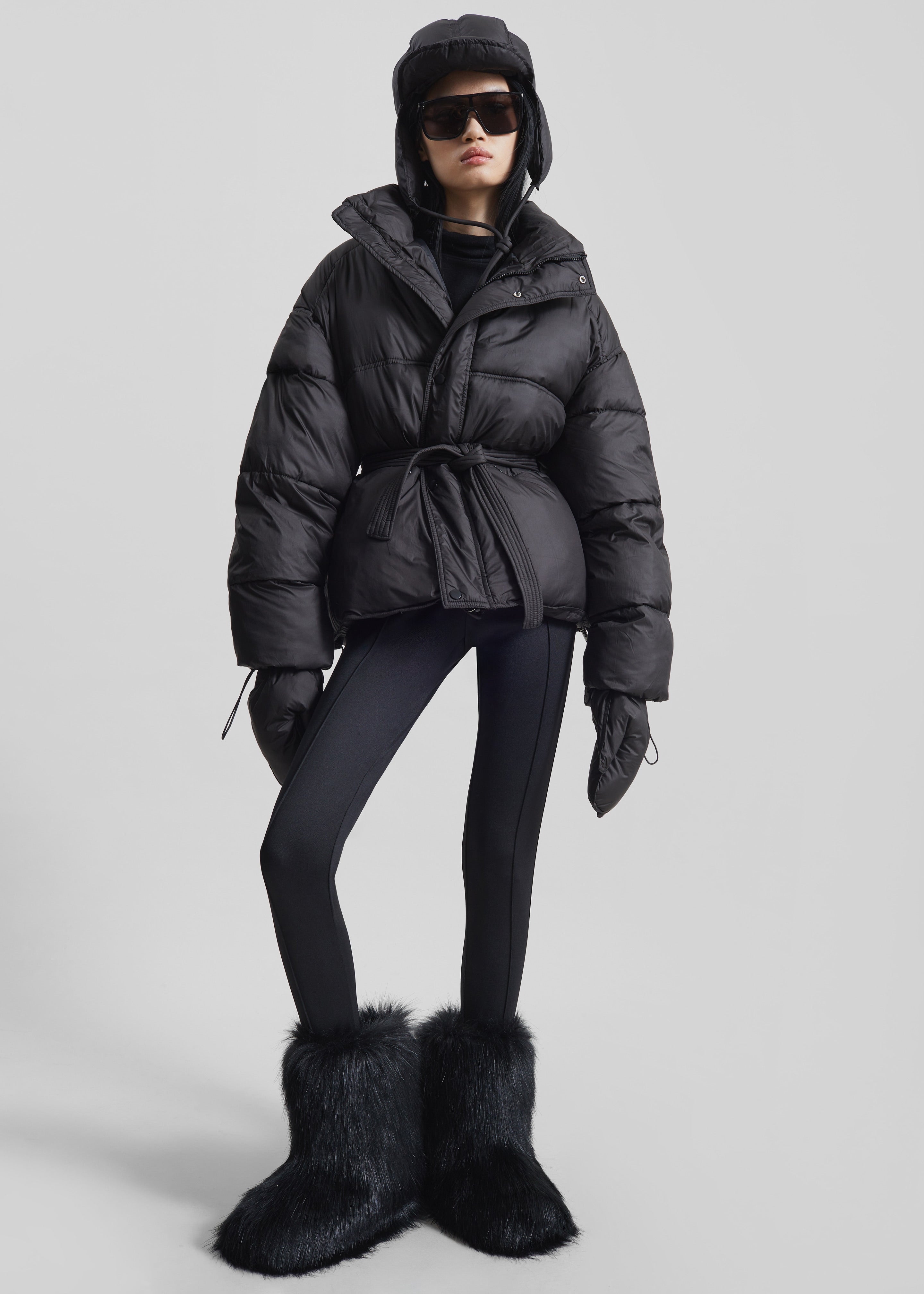 Moena Puffer Jacket & Accessories Set - Black - 8