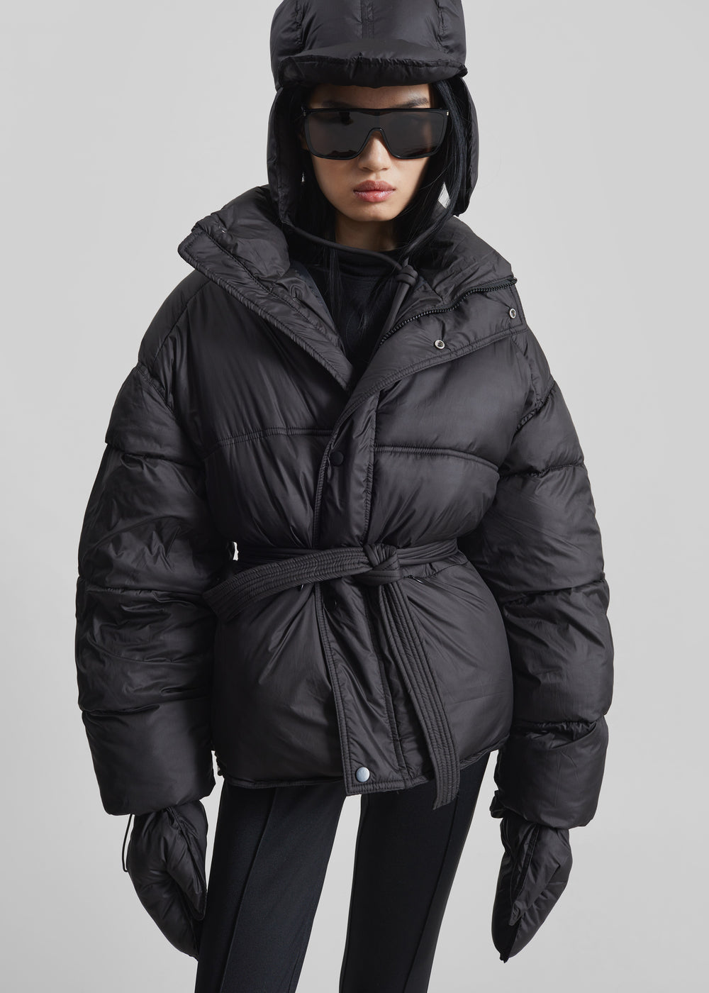 Moena Puffer Jacket & Accessories Set - Black