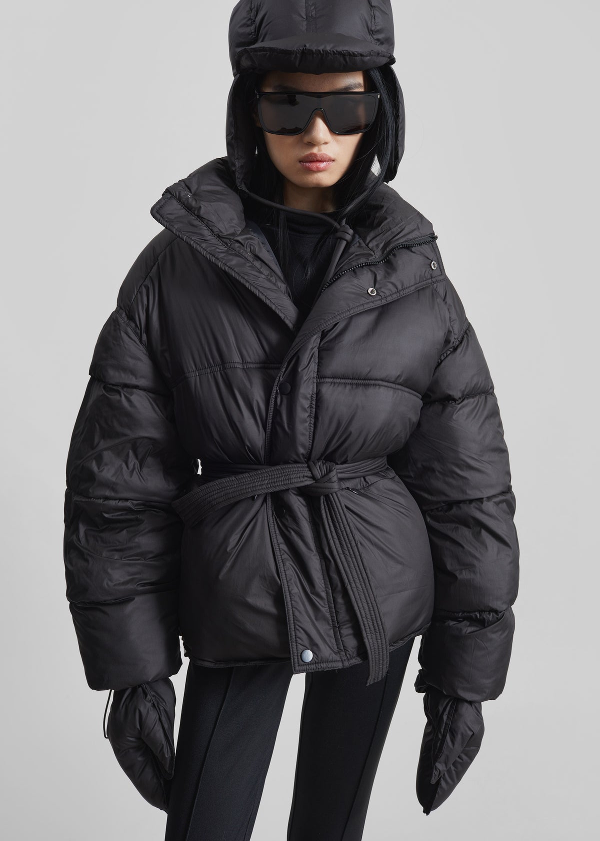 Moena Puffer Jacket & Accessories Set - Black - 1
