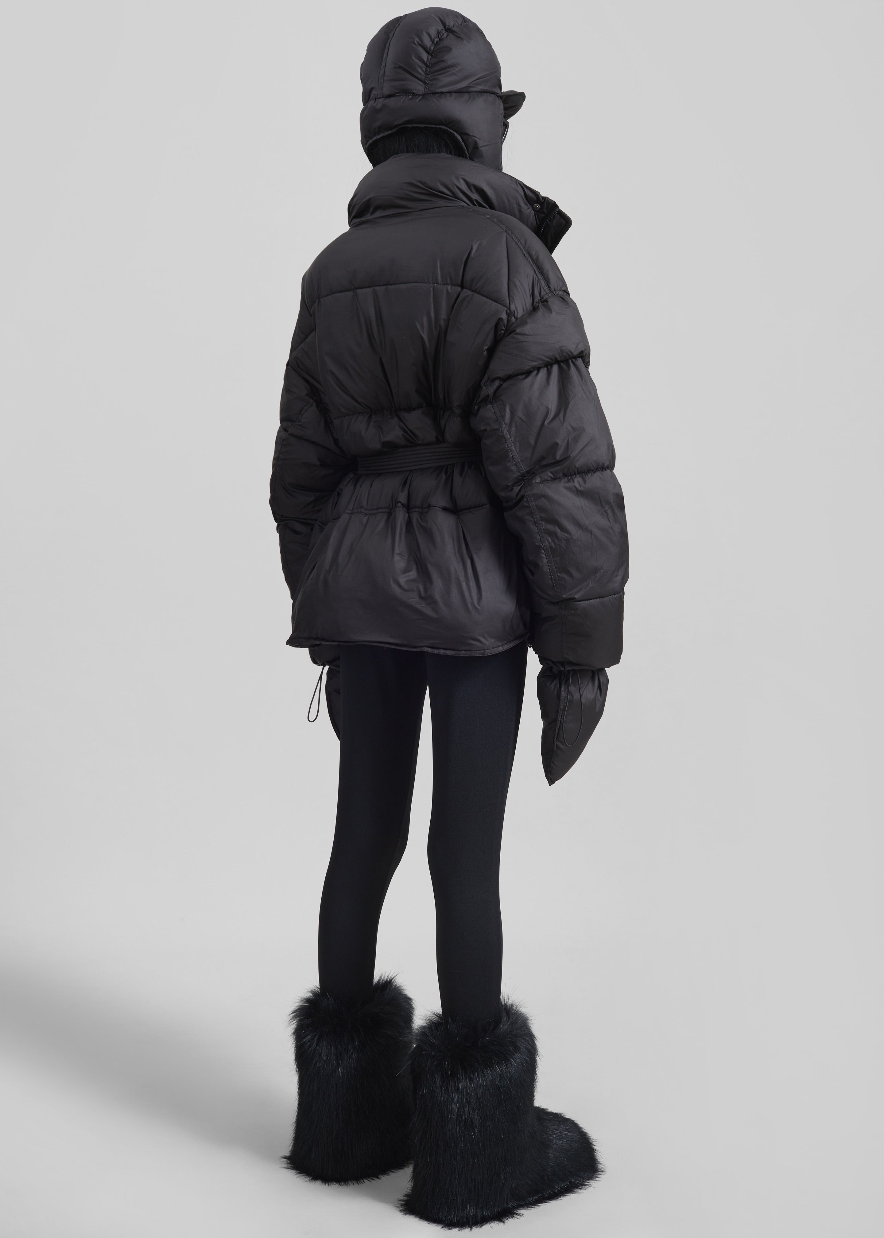 Moena Puffer Jacket & Accessories Set - Black - 9