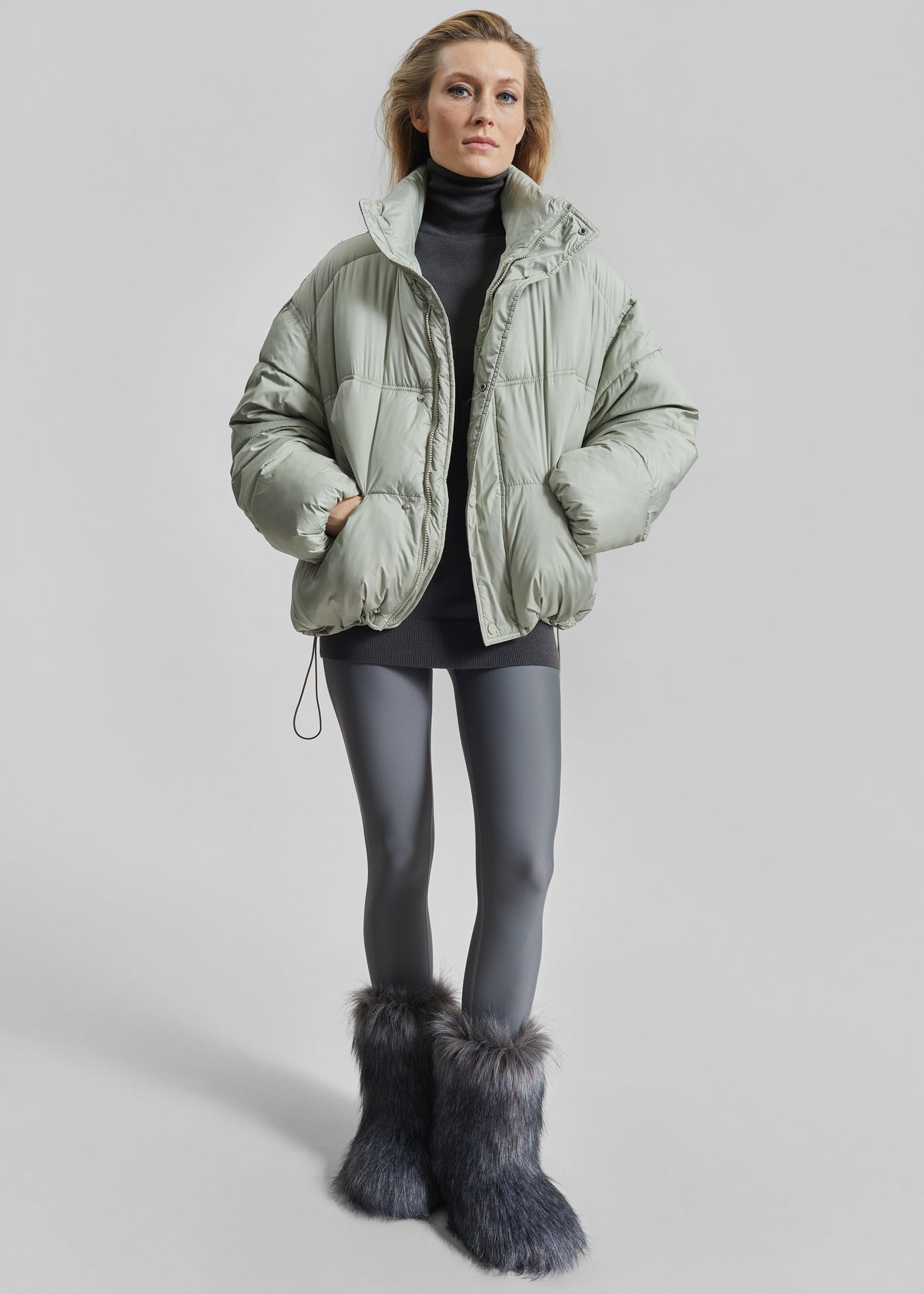 Moena Puffer Jacket & Accessories Set - Sage - 7