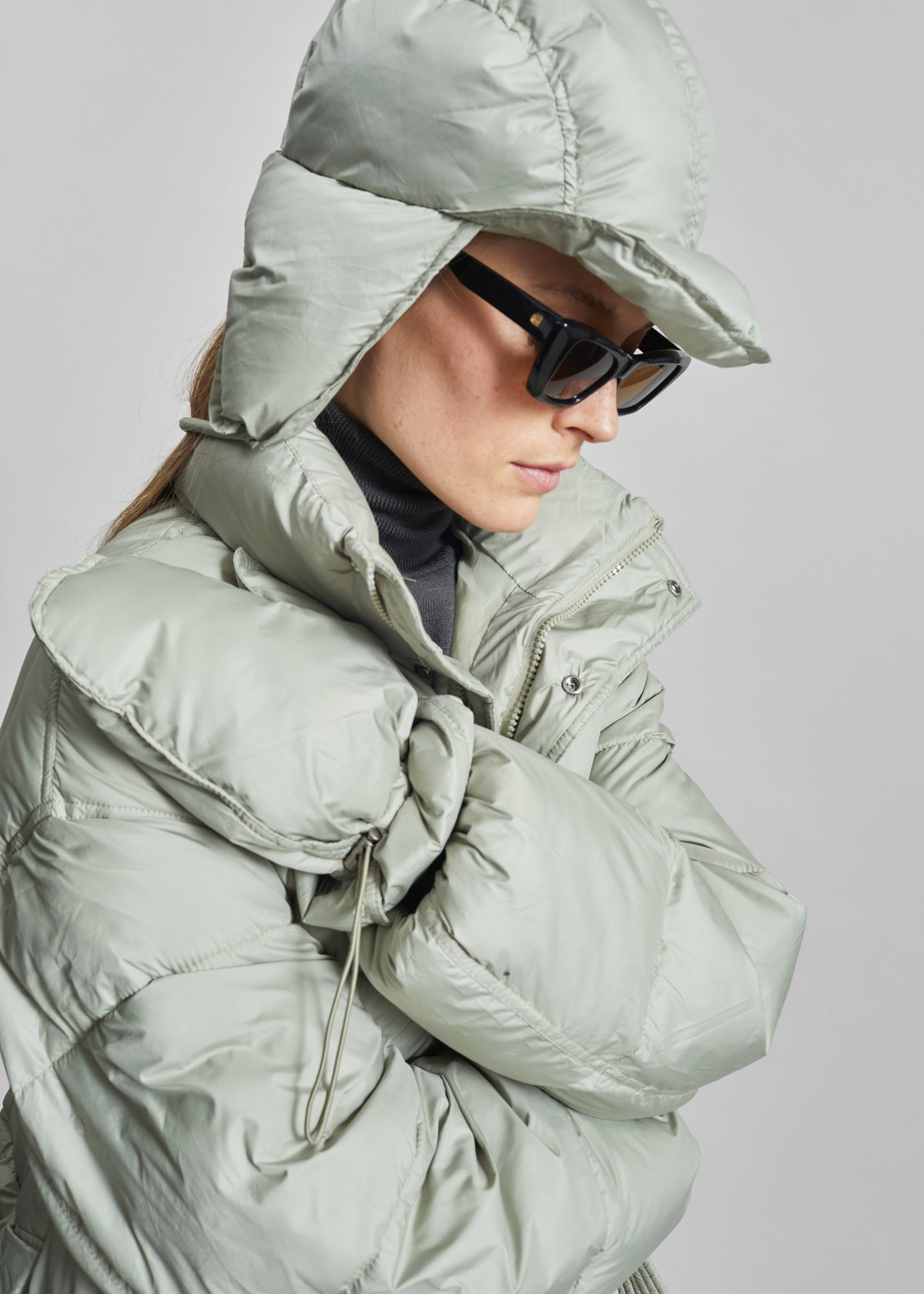 Moena Puffer Jacket & Accessories Set - Sage - 3