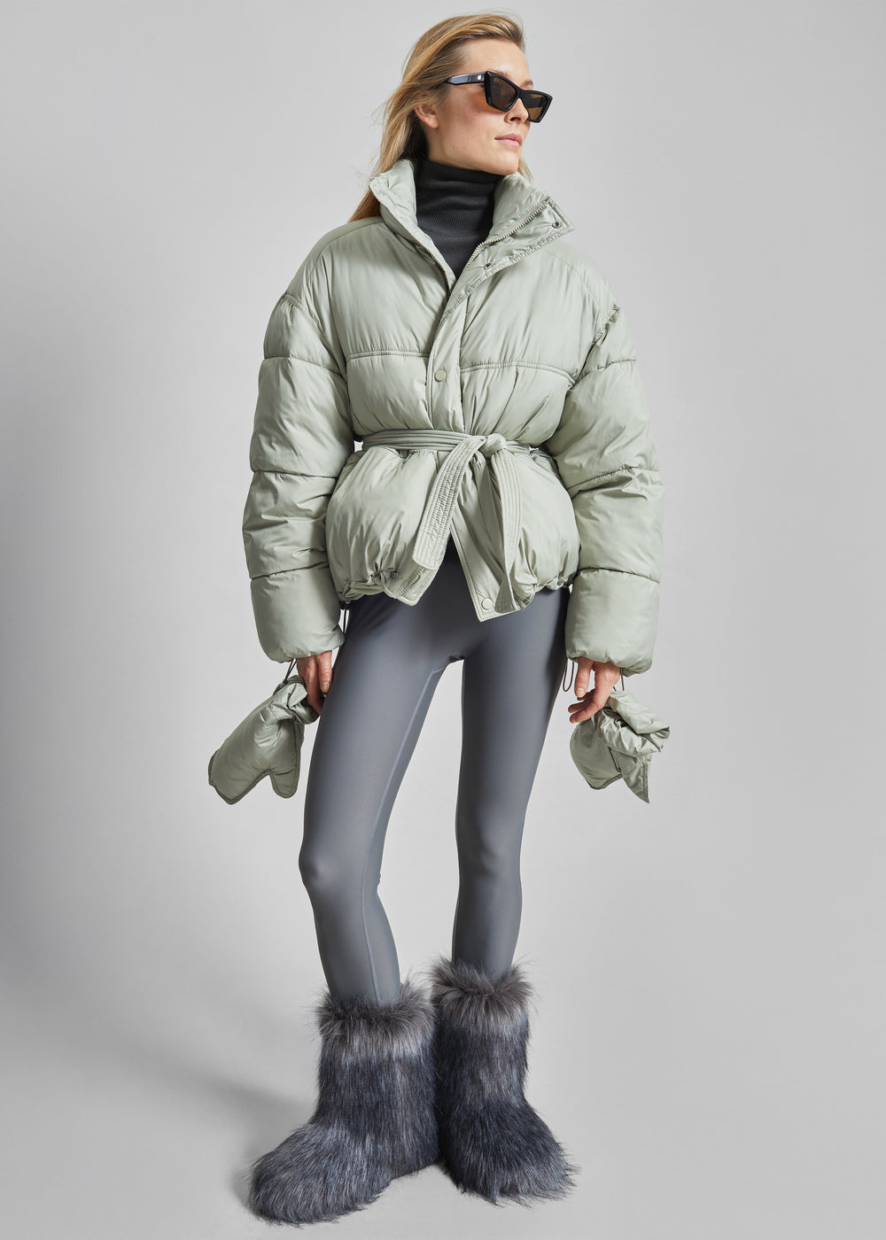 Moena Puffer Jacket & Accessories Set - Sage