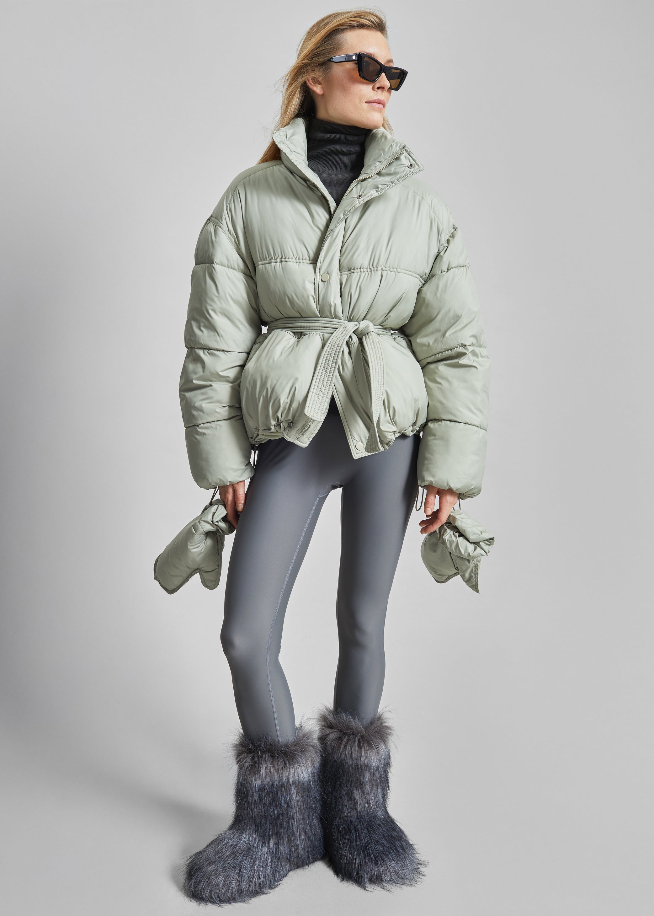 Shop the look image for Moena Puffer Jacket & Accessories Set - Sage