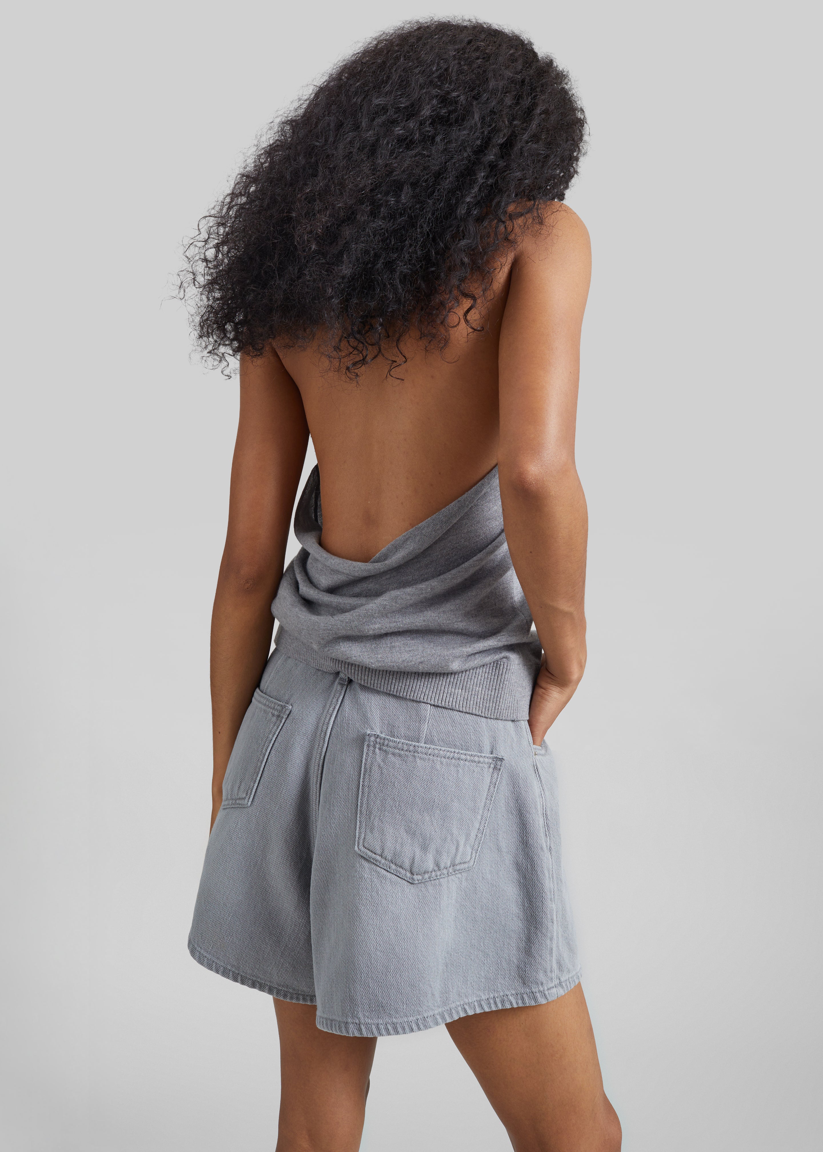 Mojave Pleated Denim Shorts - Grey Wash – The Frankie Shop