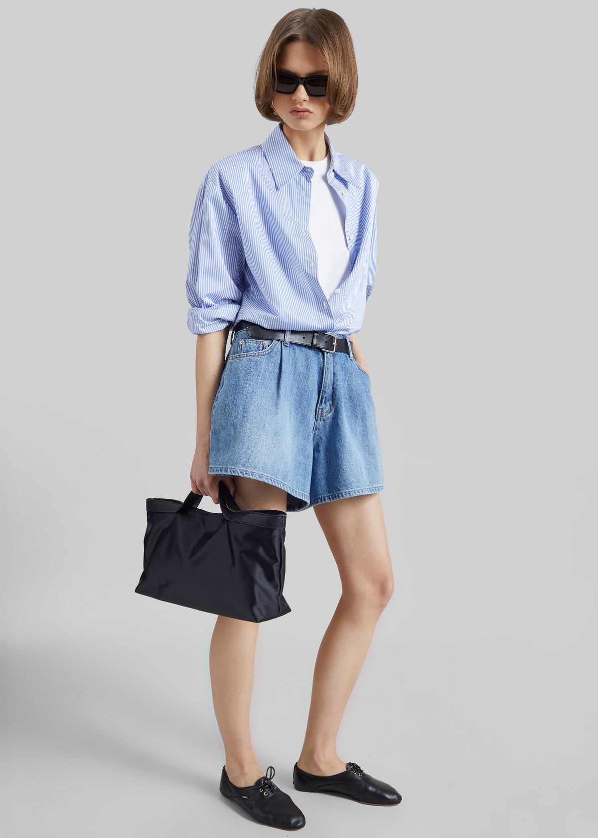 Mojave Pleated Denim Shorts - Medium Wash - 1