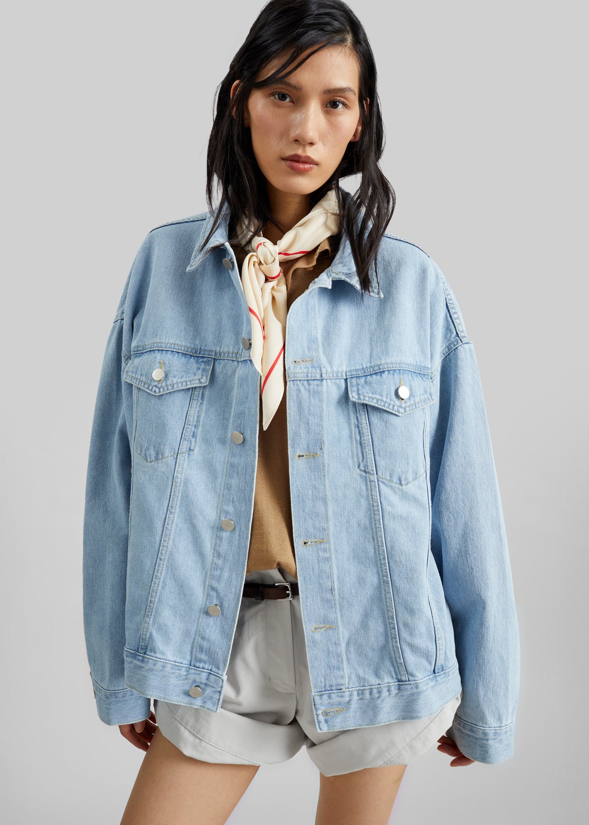 Montauk Oversized Denim Jacket - Light Wash - 4
