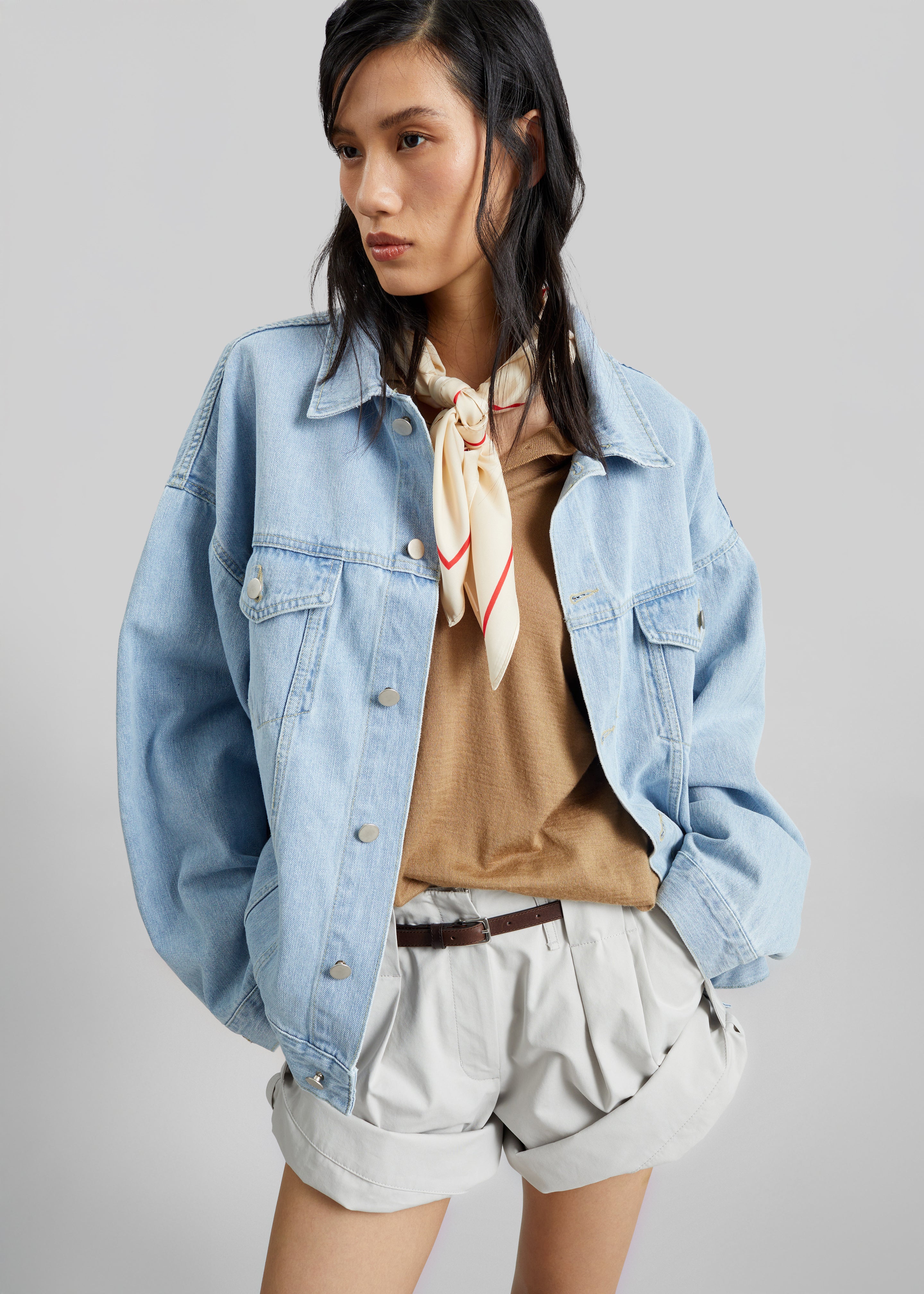 Montauk Oversized Denim Jacket - Light Wash - 1