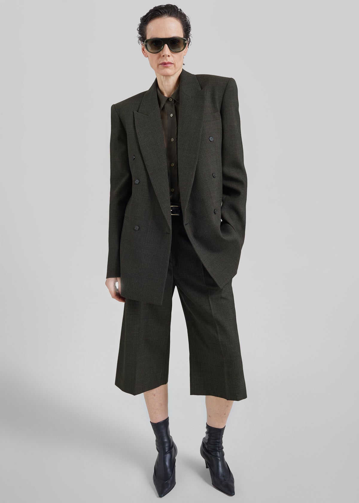 Monterey Structured Wool Blazer - Olive Glen Plaid