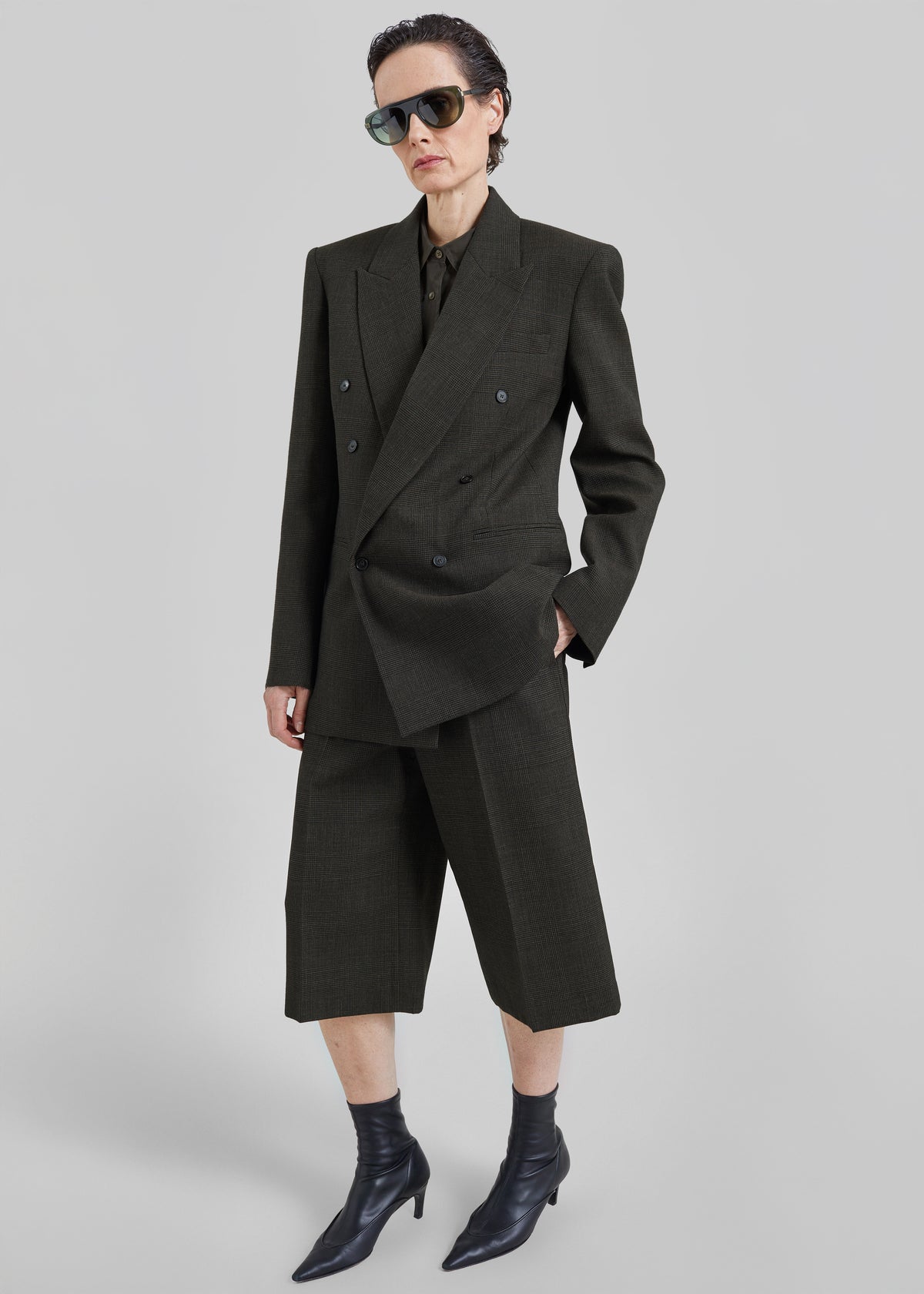 Shop the look image for Monterey Structured Wool Blazer - Olive Glen Plaid