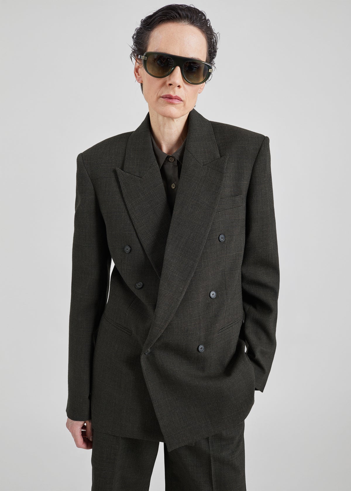 Monterey Structured Wool Blazer - Olive Glen Plaid